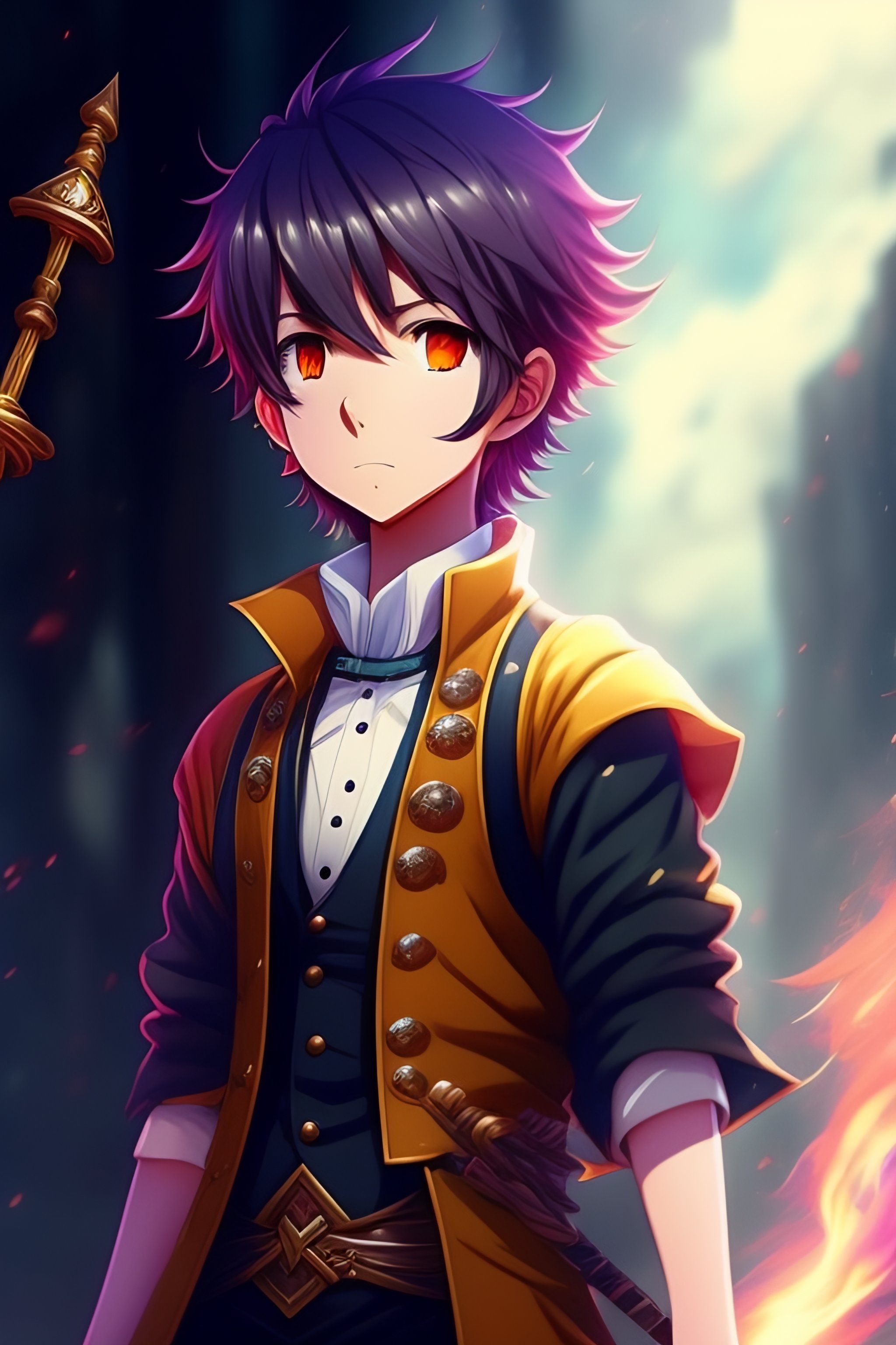 Lexica - Anime style, boy with a staff, magic, fantasy style, potion