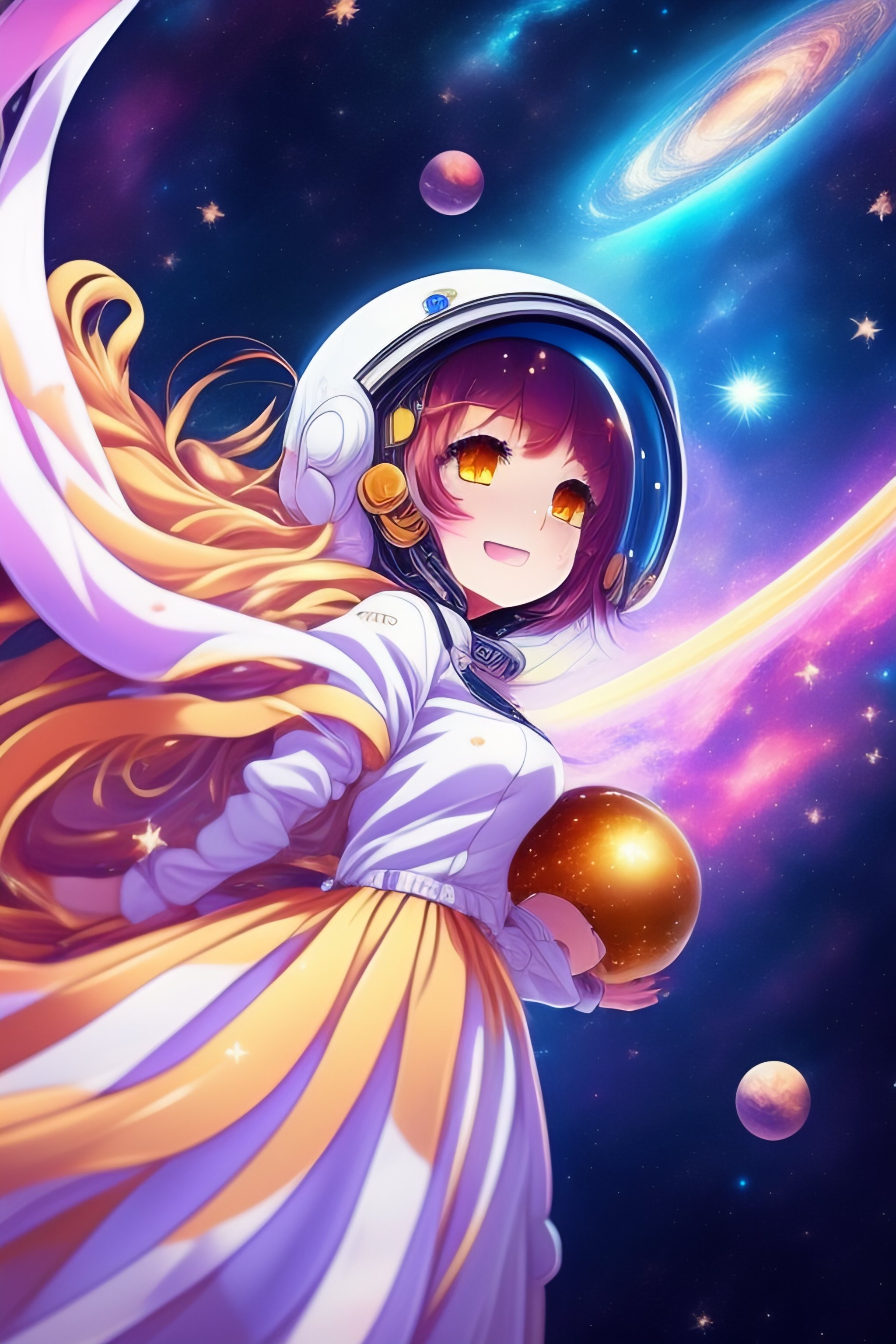 Lexica Anime Girl Falling In Space Distant In Space Suit Beautiful