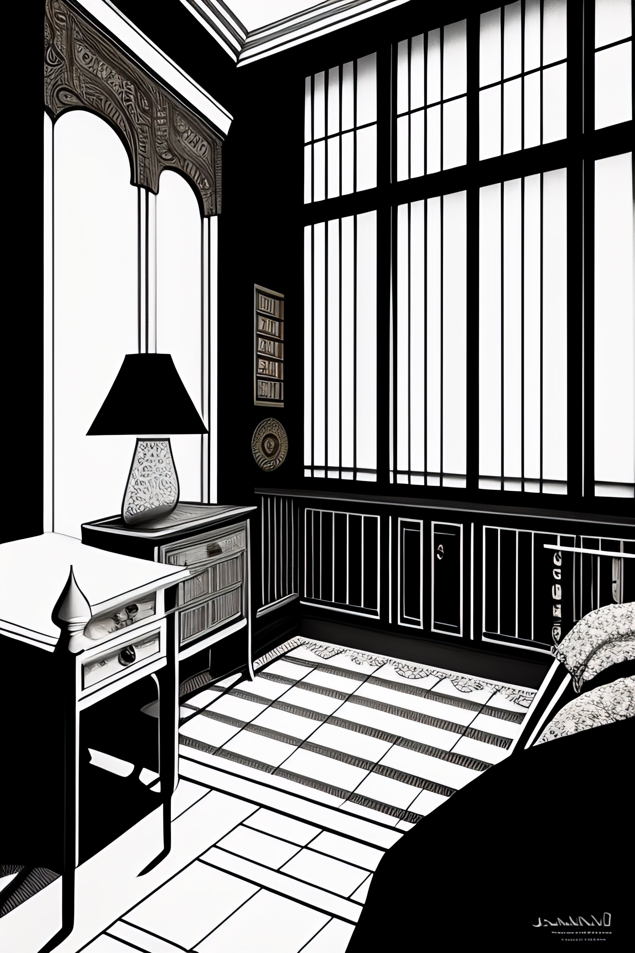 Lexica - House bedroom, rich interior, detail ornate, gold and wood, 1 ...