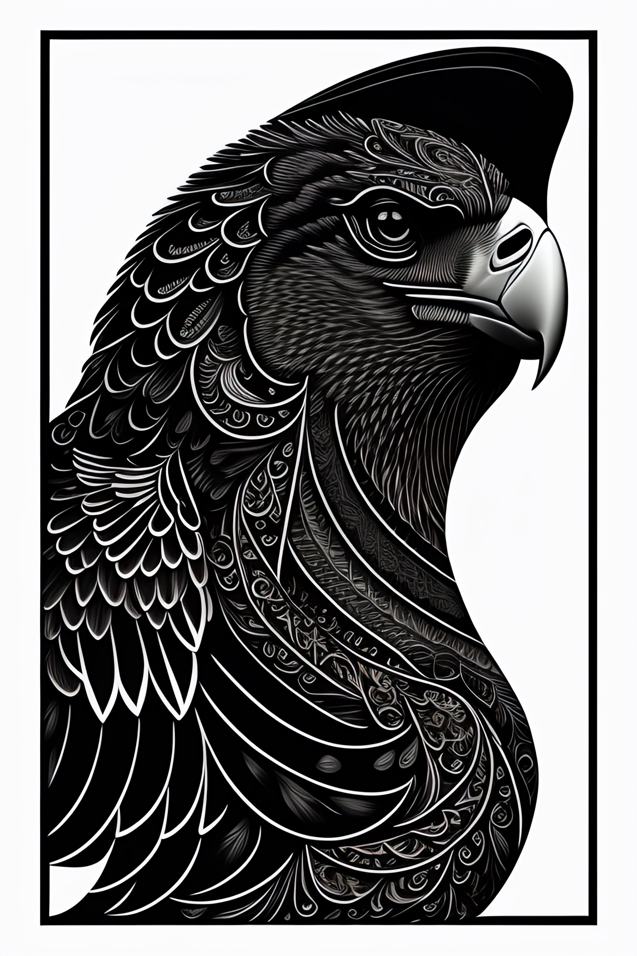 Lexica Black and white style tattoo design of a wedge tail eagle, intricate detail, moody