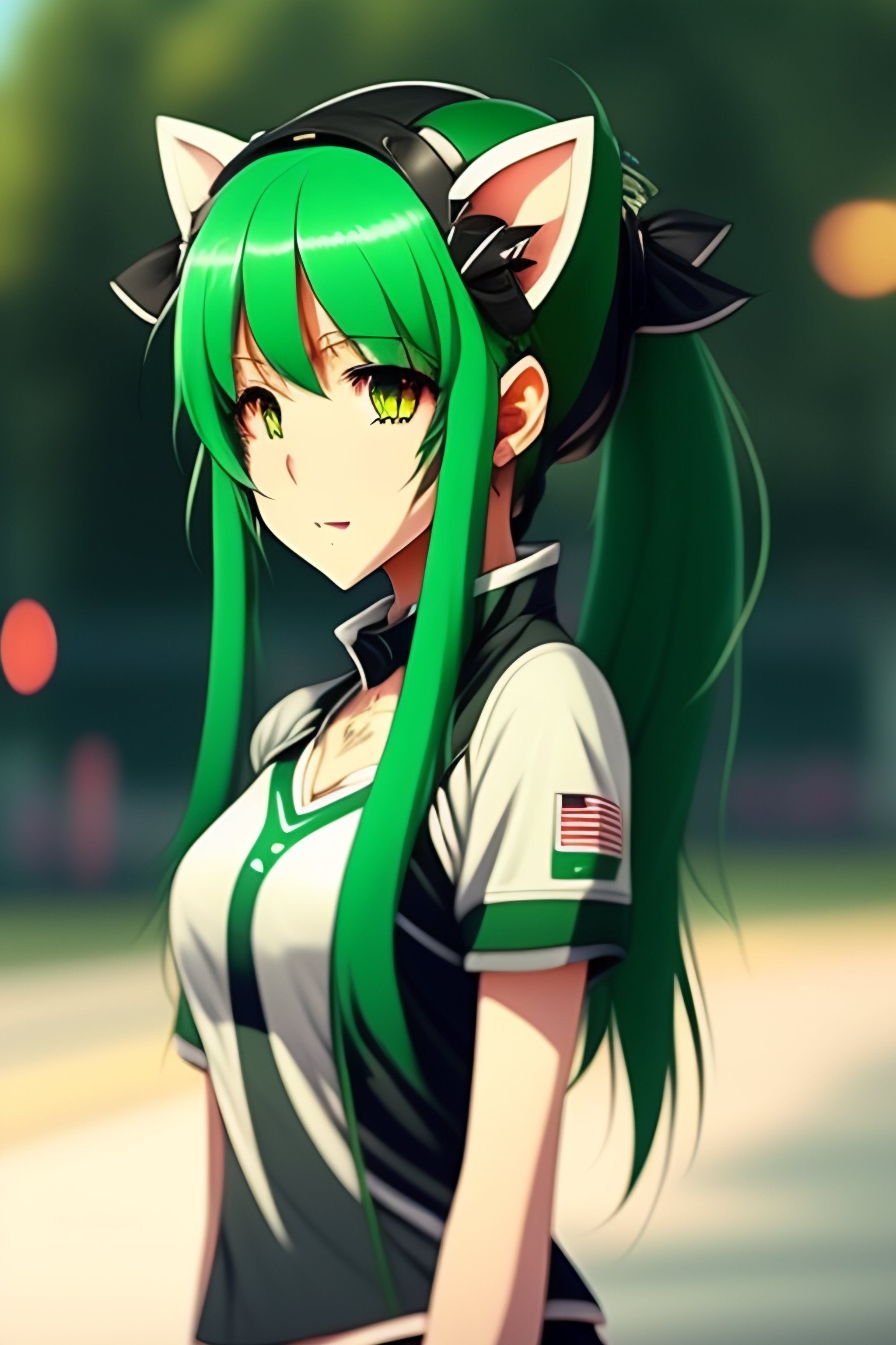 anime girl with green hair