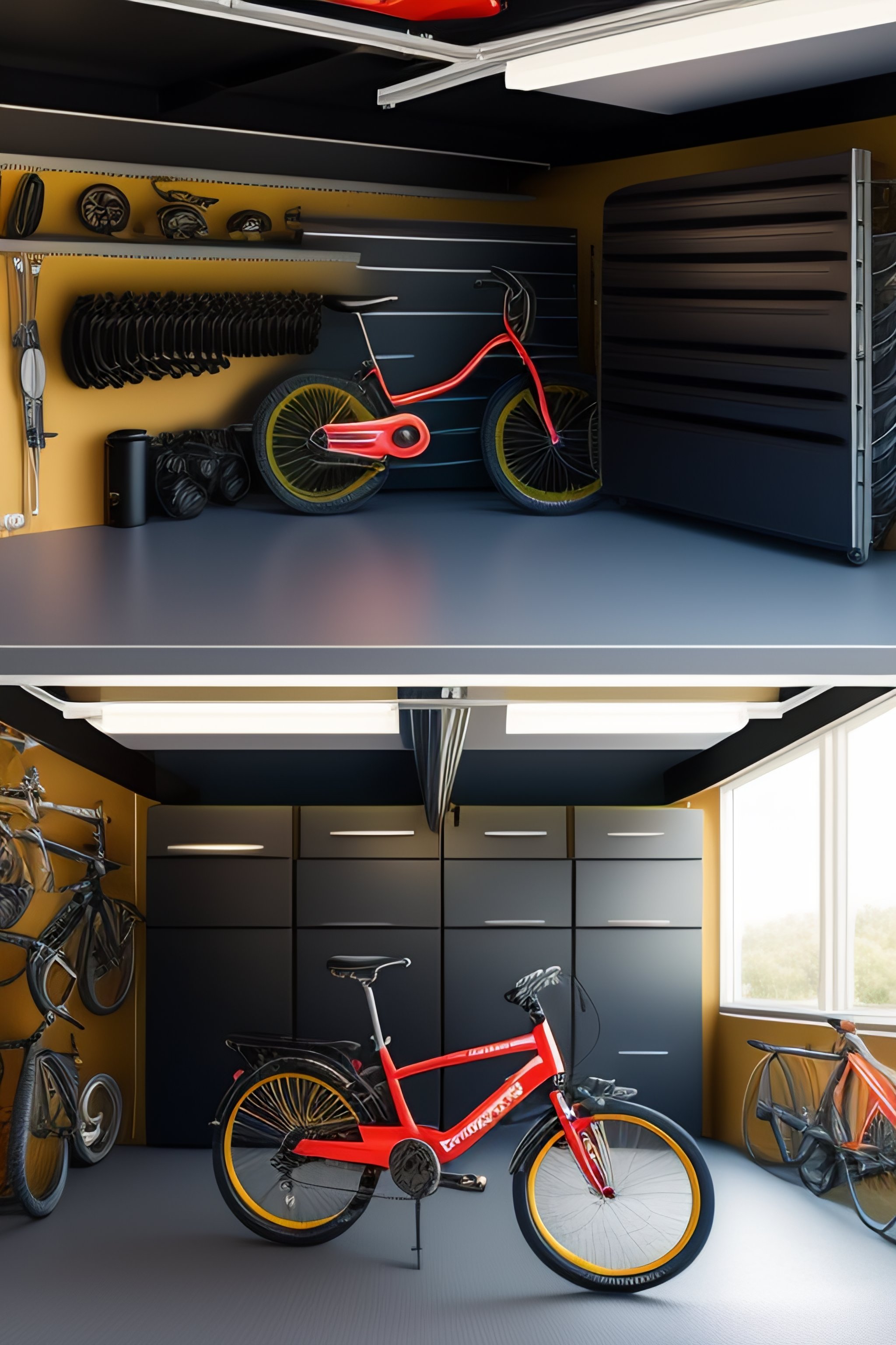 Lexica - Hosting servers in a garage with 2 adult bikes, 2 kid bikes