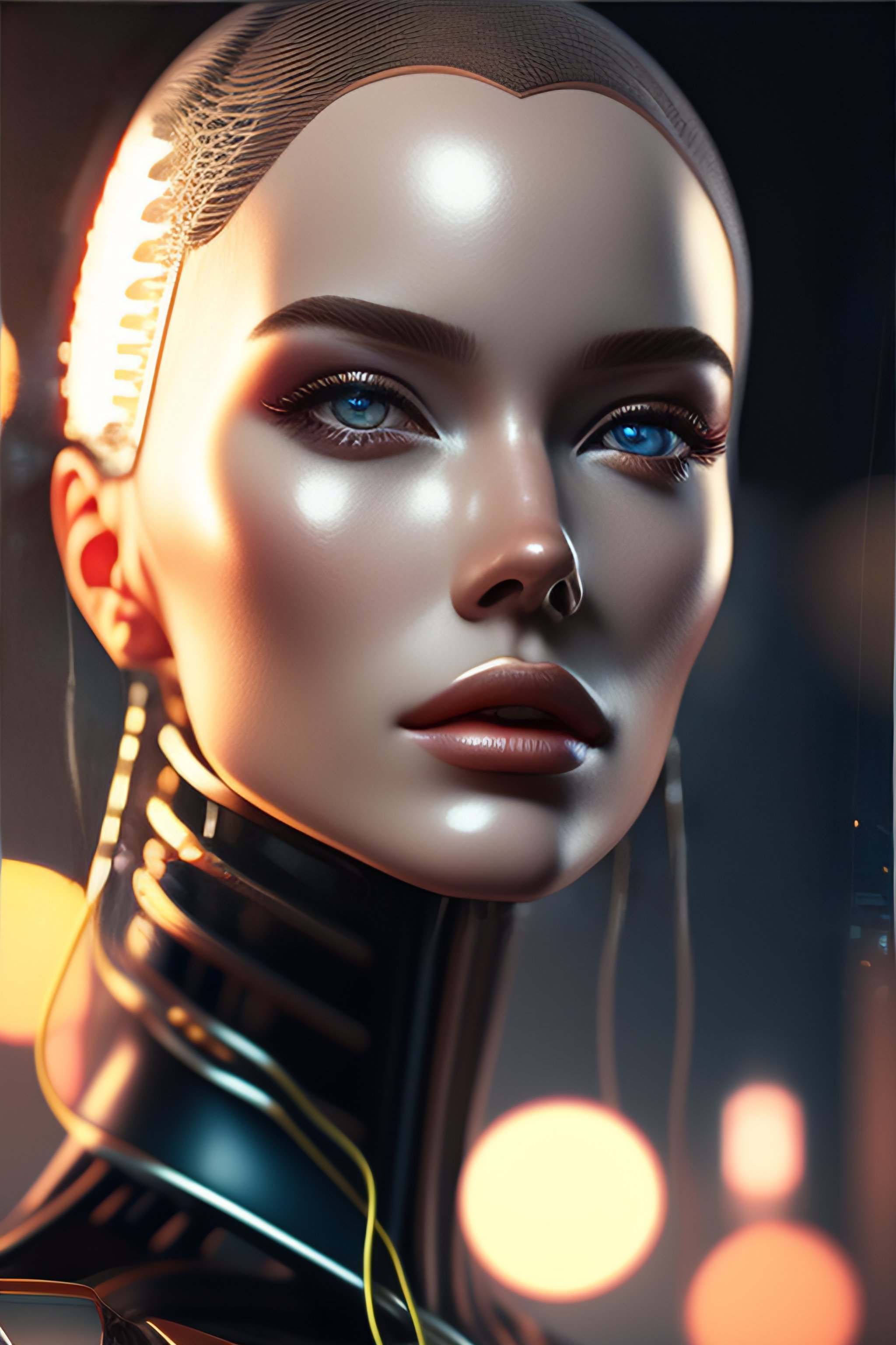 Lexica - Portrait of a robot girl, enormous lips, transparent neck ...