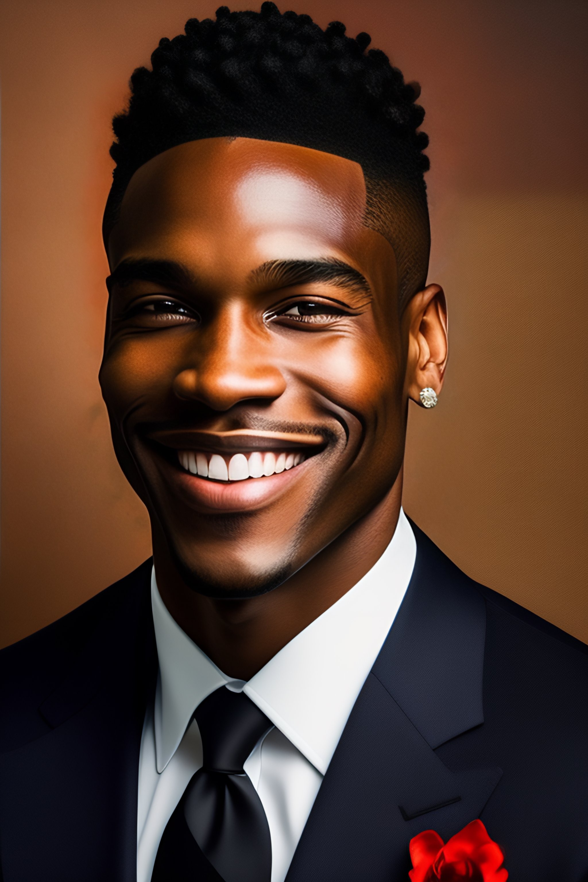 Lexica - A photo-real portrait of a handsome black man smiling