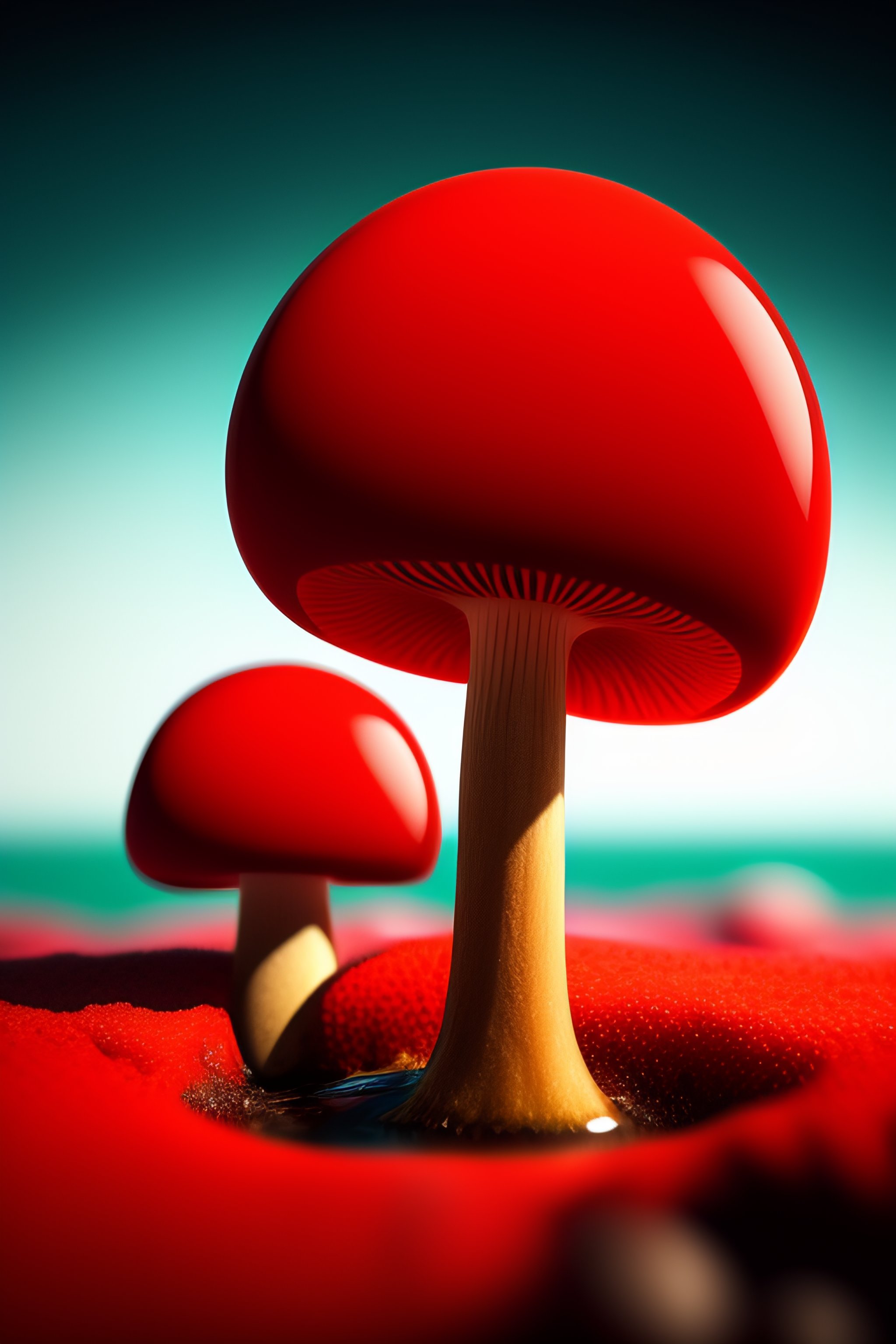 Lexica Red Mushroom on the surface of neptune, photorealistic