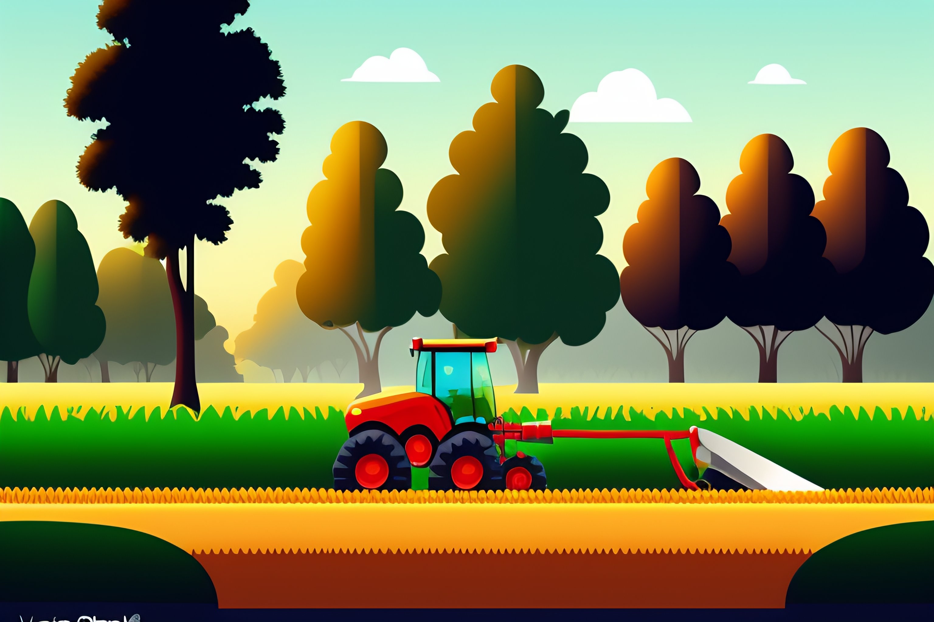 Lexica - Vector image of a farmer in the field plowing