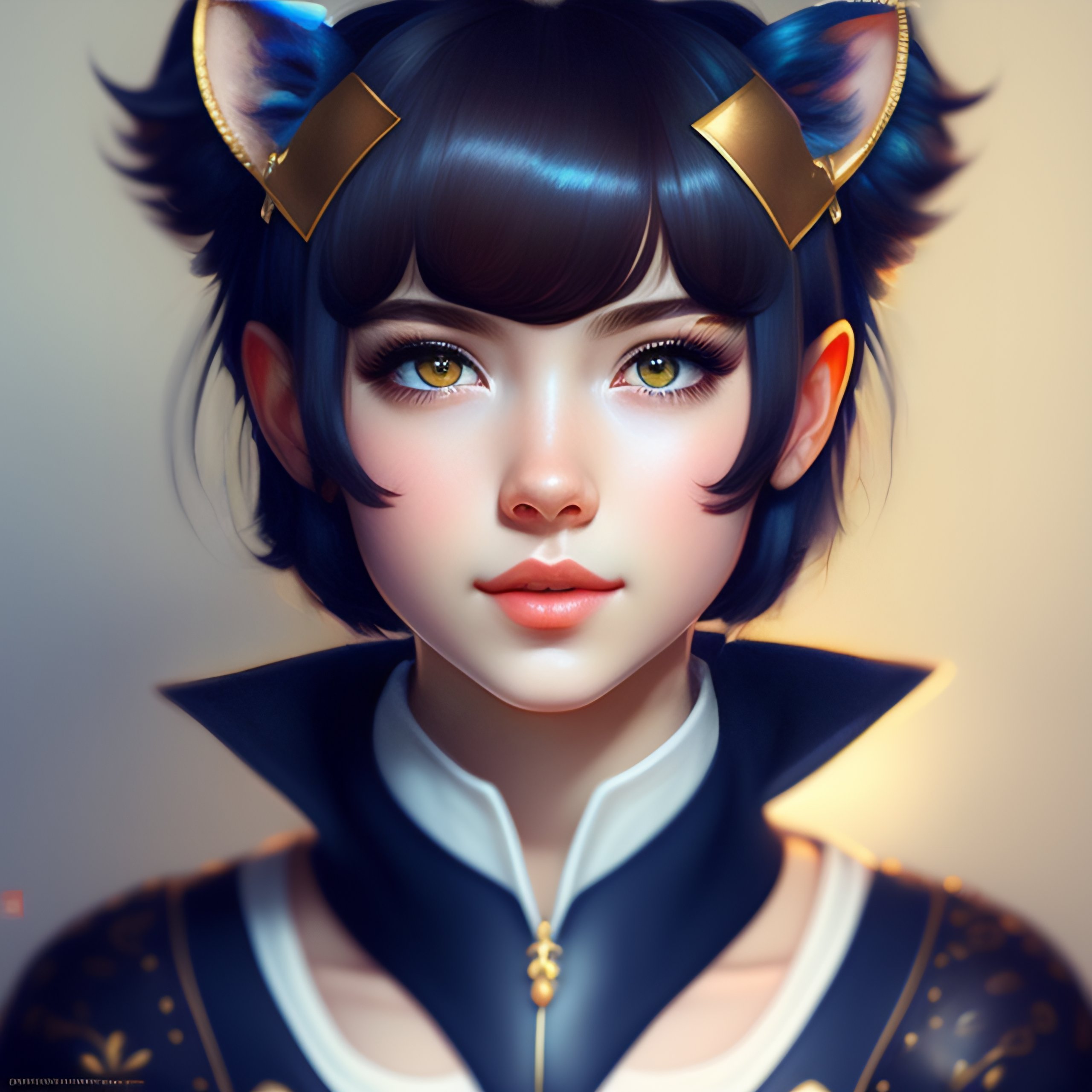 Lexica Mathilda, realistic art, cute girl, silky short hairs, blue