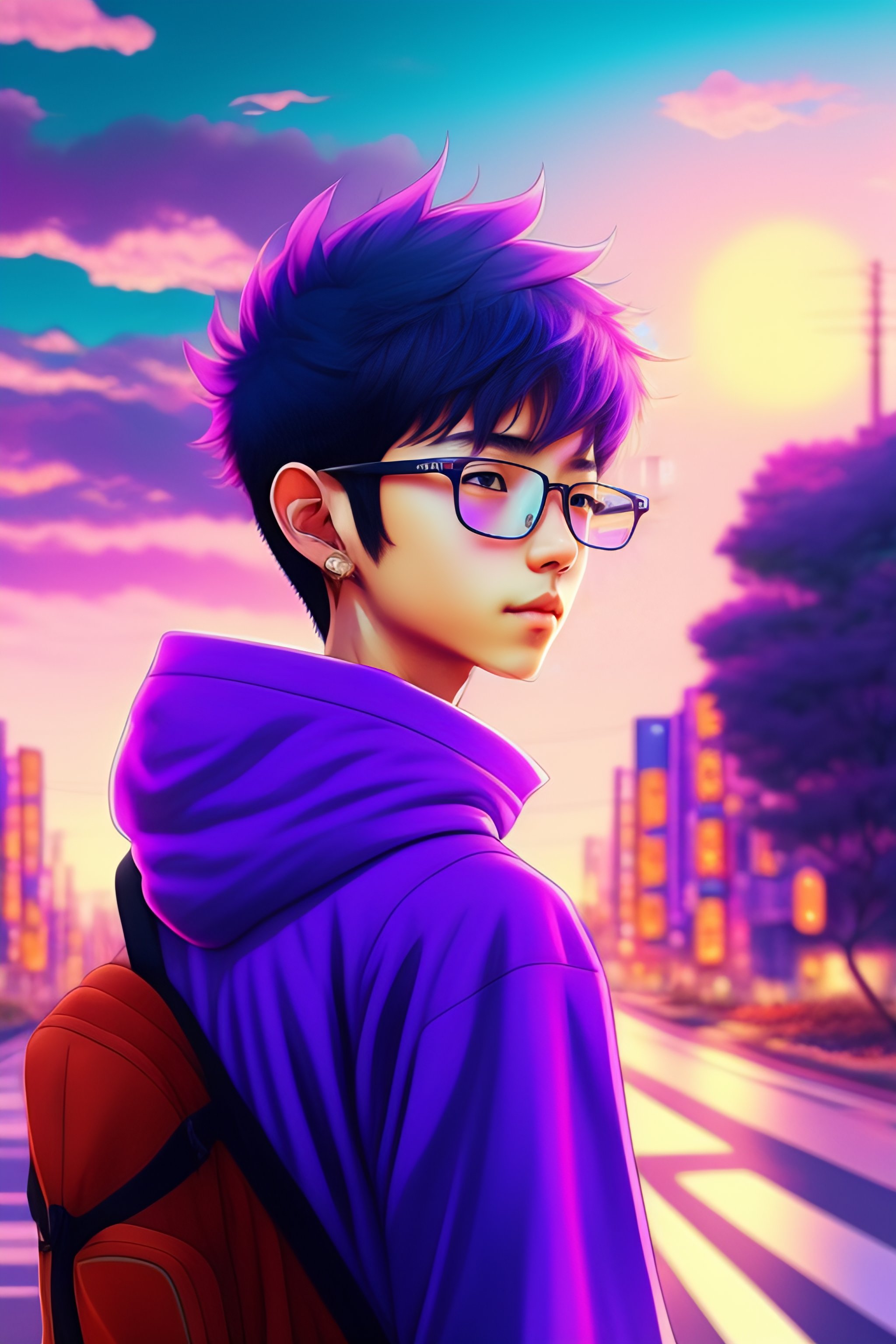 anime boy with glasses