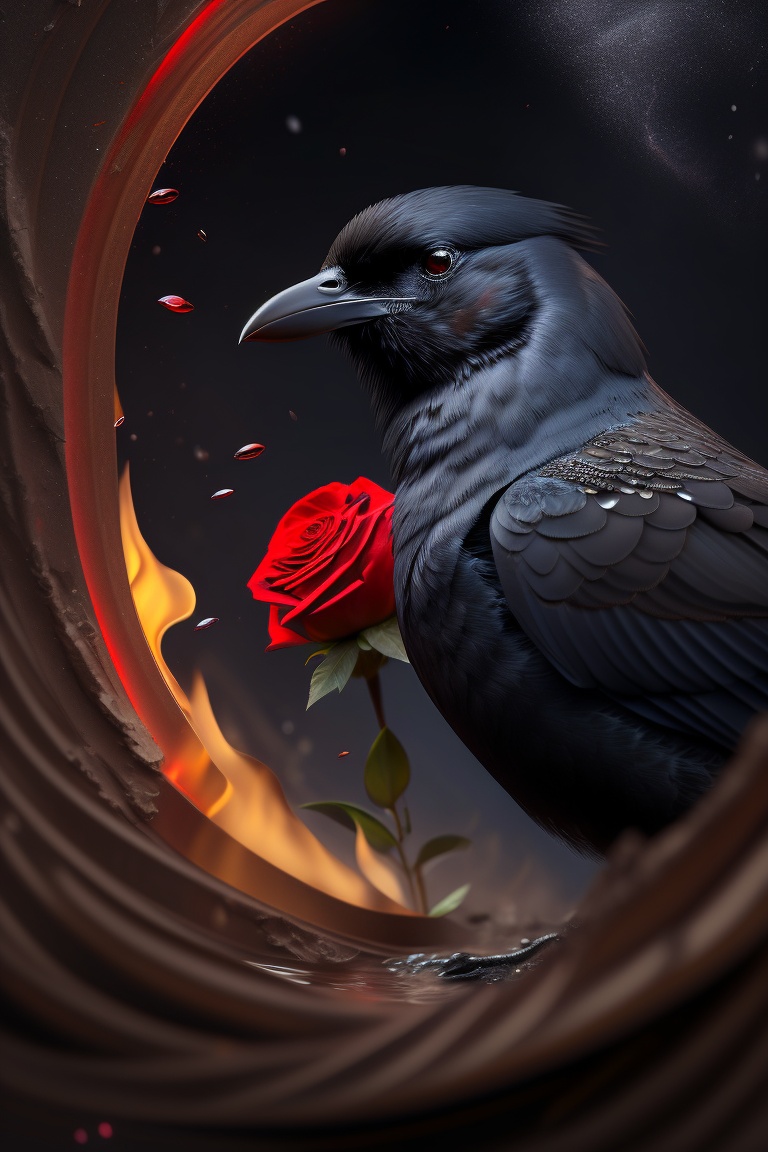 Lexica - Splash, intricate raven bursting out, swirling liquid, holding ...