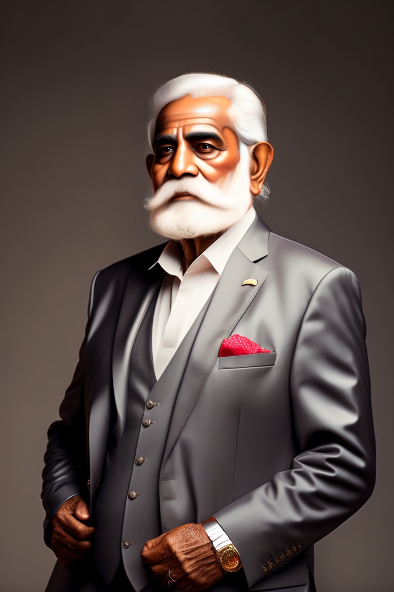 Lexica - Indian old man with suit, white beard