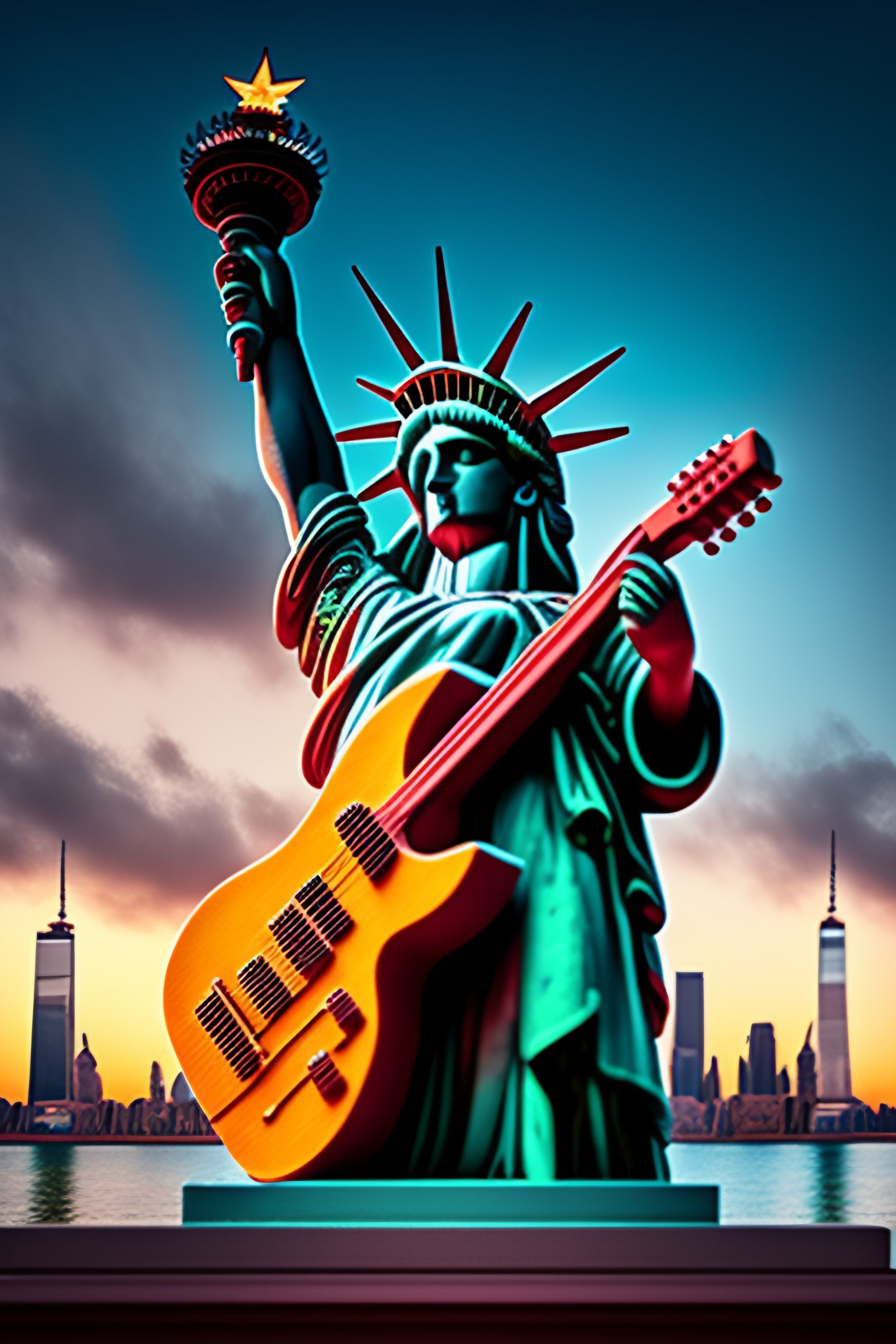 Lexica Statue of liberty playing an electrical guitar
