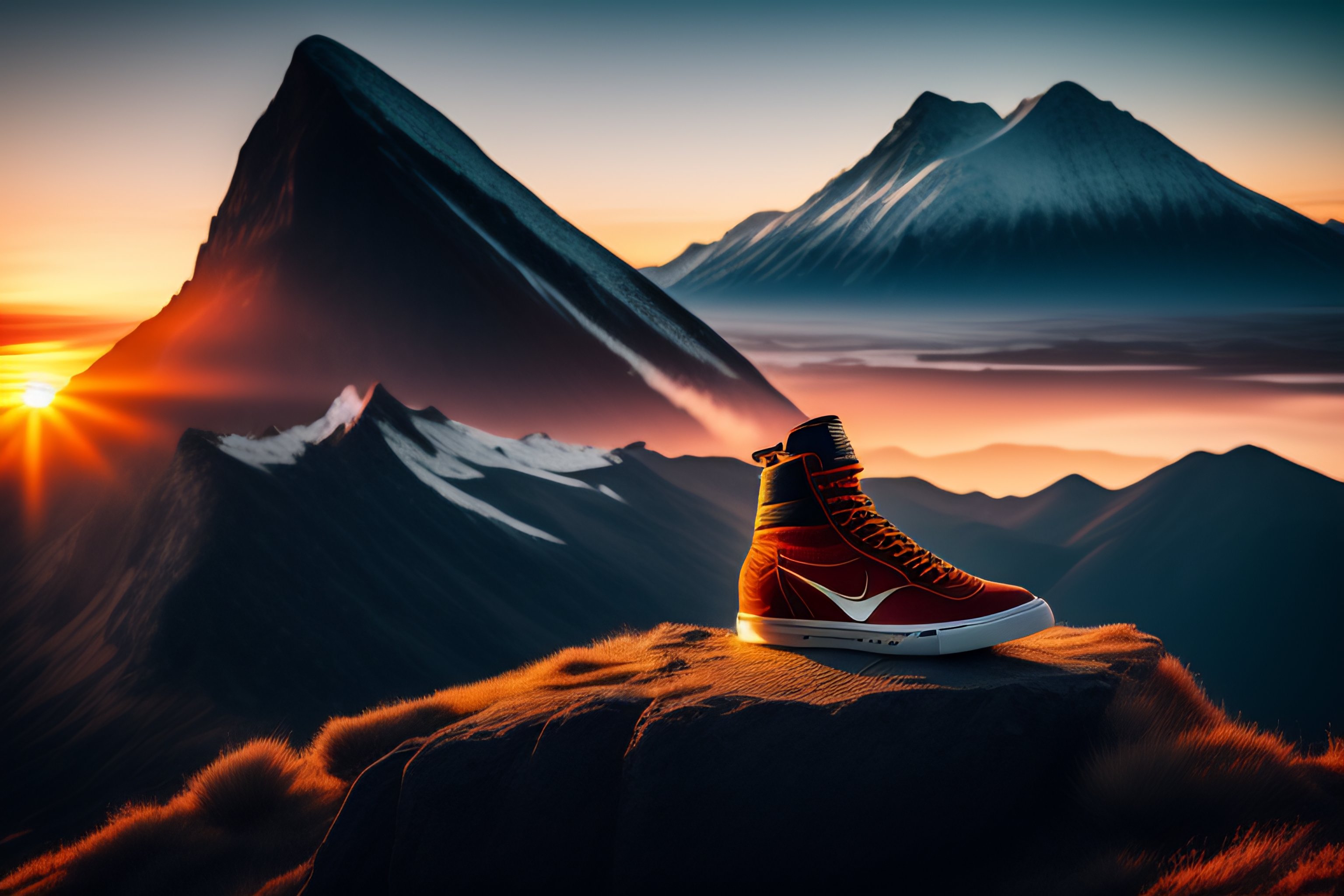 Lexica Adventure, shoe, Mountain, Sunset, model