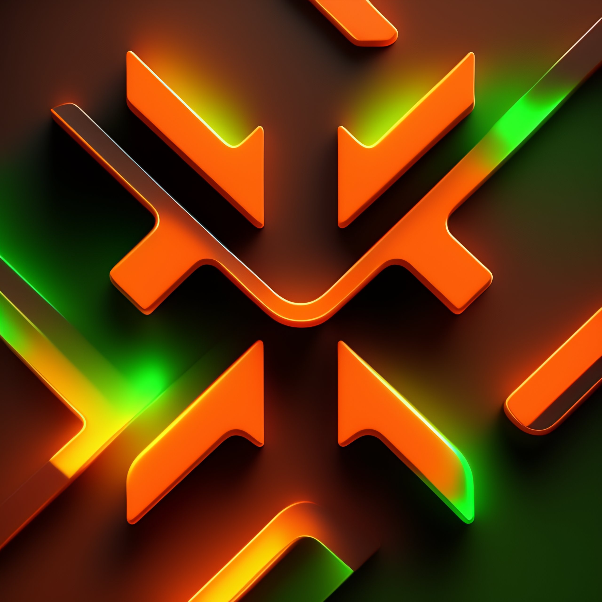 Lexica - CS-GO deluxe symbol for skin collection, hollographic orange and green  neon details color, Knolling layout, Highly detailed, Depth, Lumen re