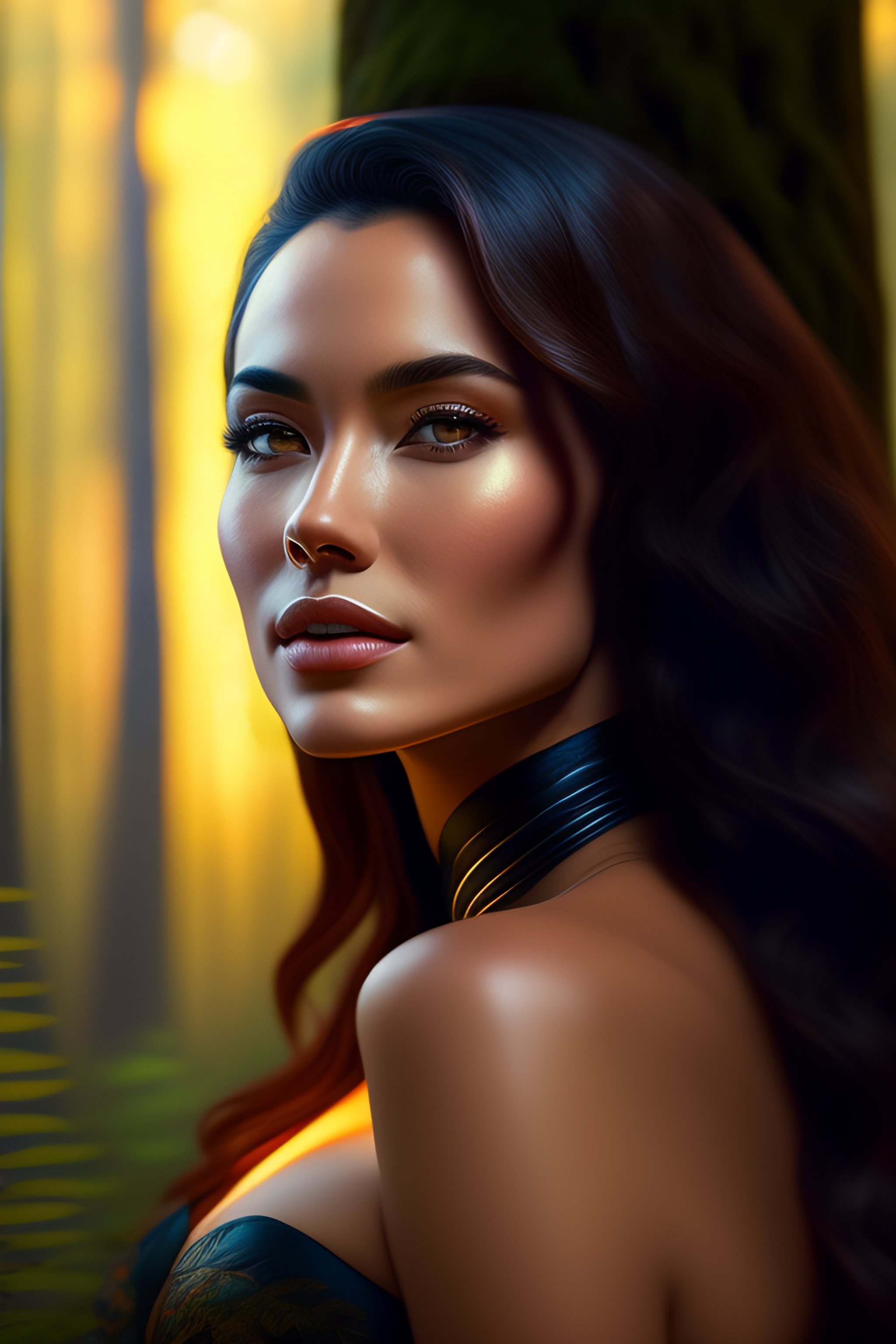 Lexica - Photo of a gorgeous female with in the woods, in the style of ...