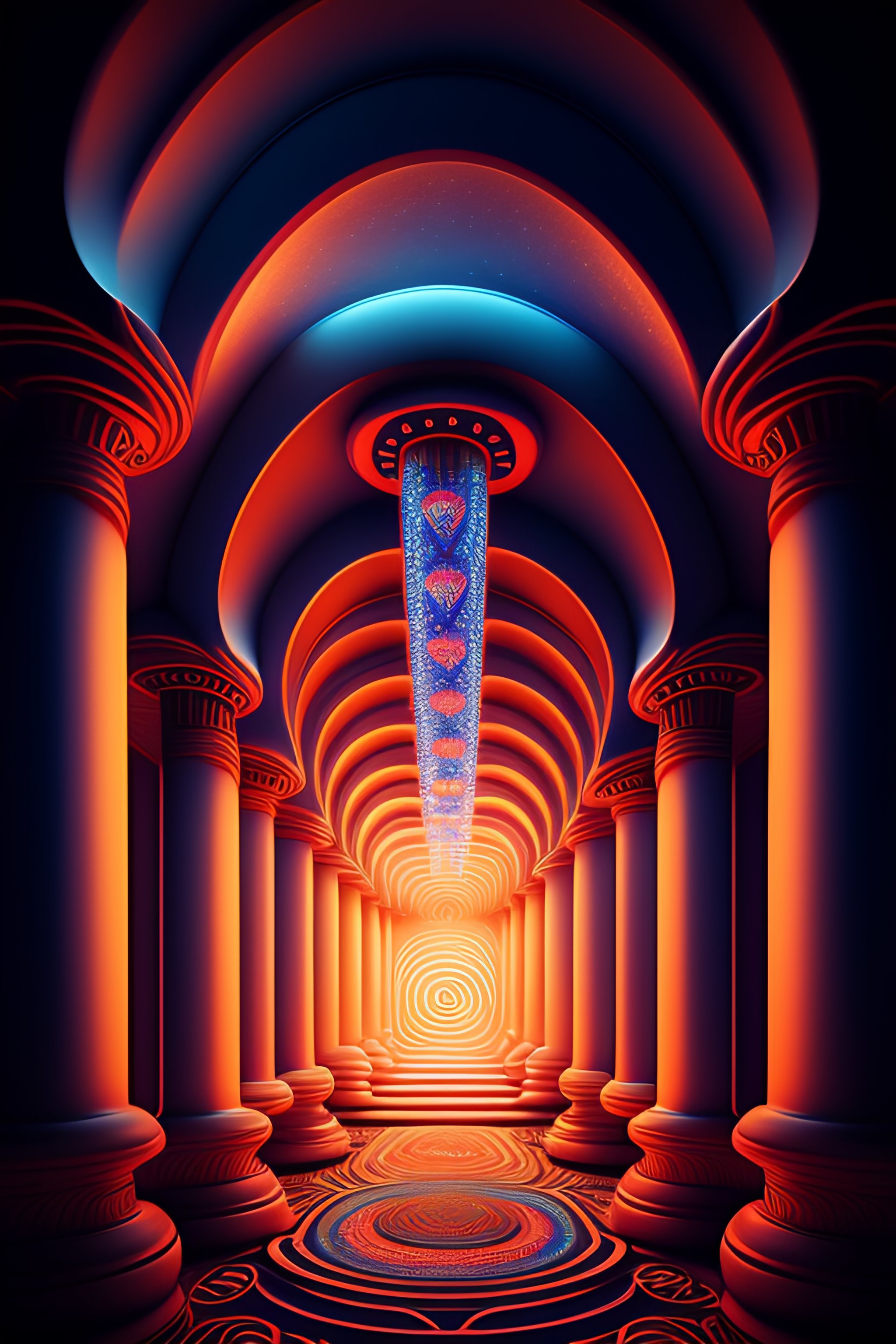 Lexica - Ancient magic mushroom temple interior alex grey 8k