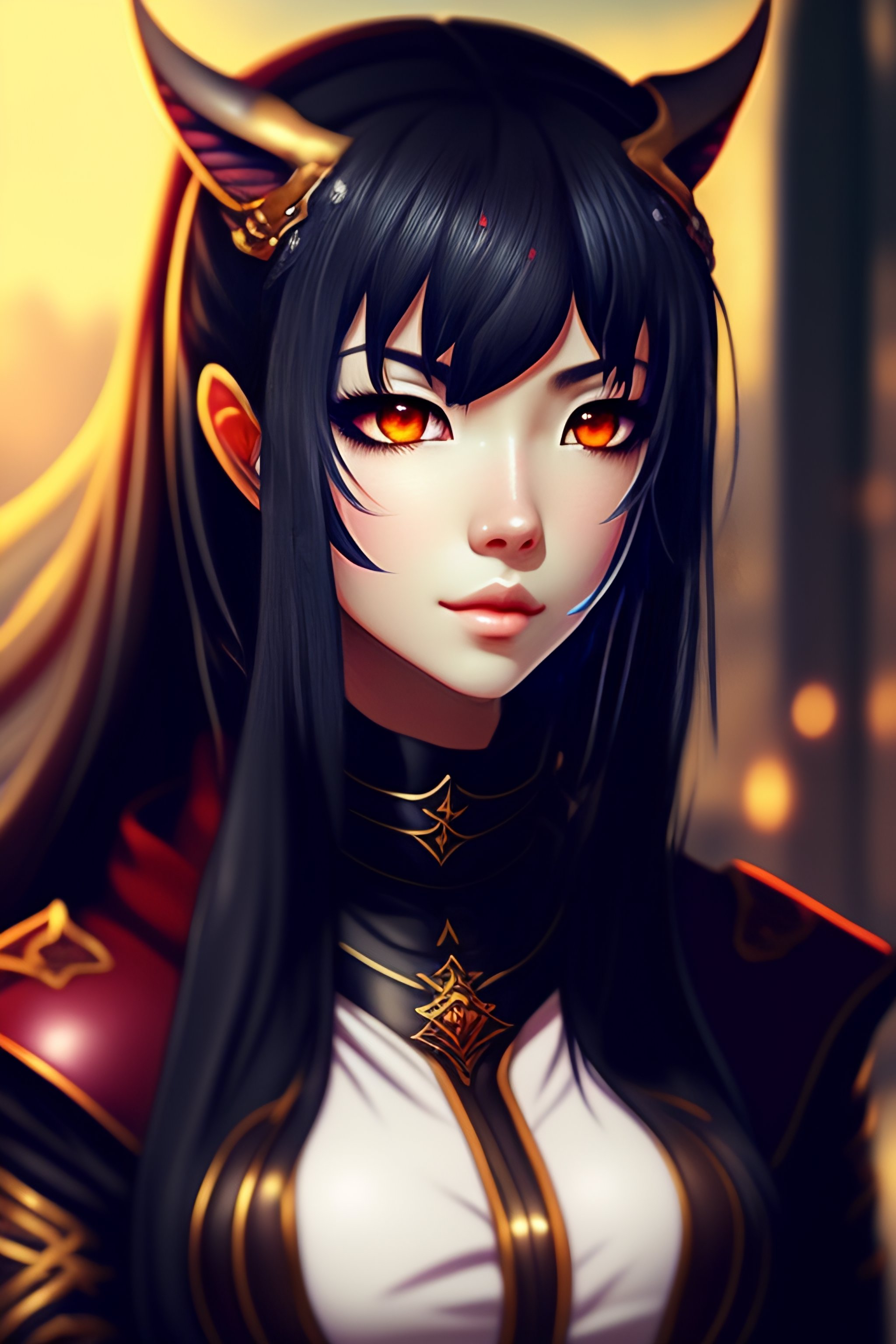 Lexica - An anime style portrait ,of a demon, hunter and ,a pet