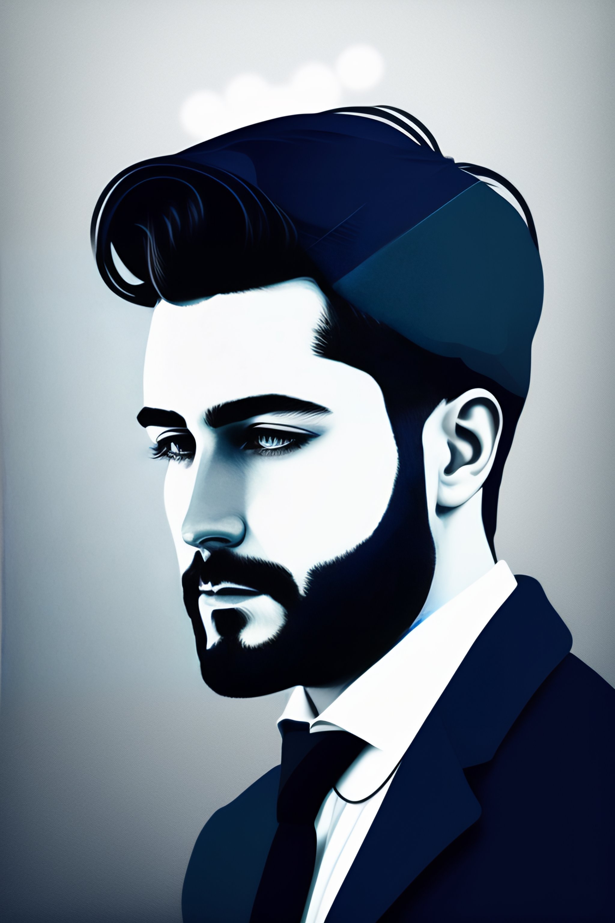 Lexica - Minimalist duotone storybook illustration, portrait of 30 years old  man with dark short hair, in the style of modern London and a Detective ...