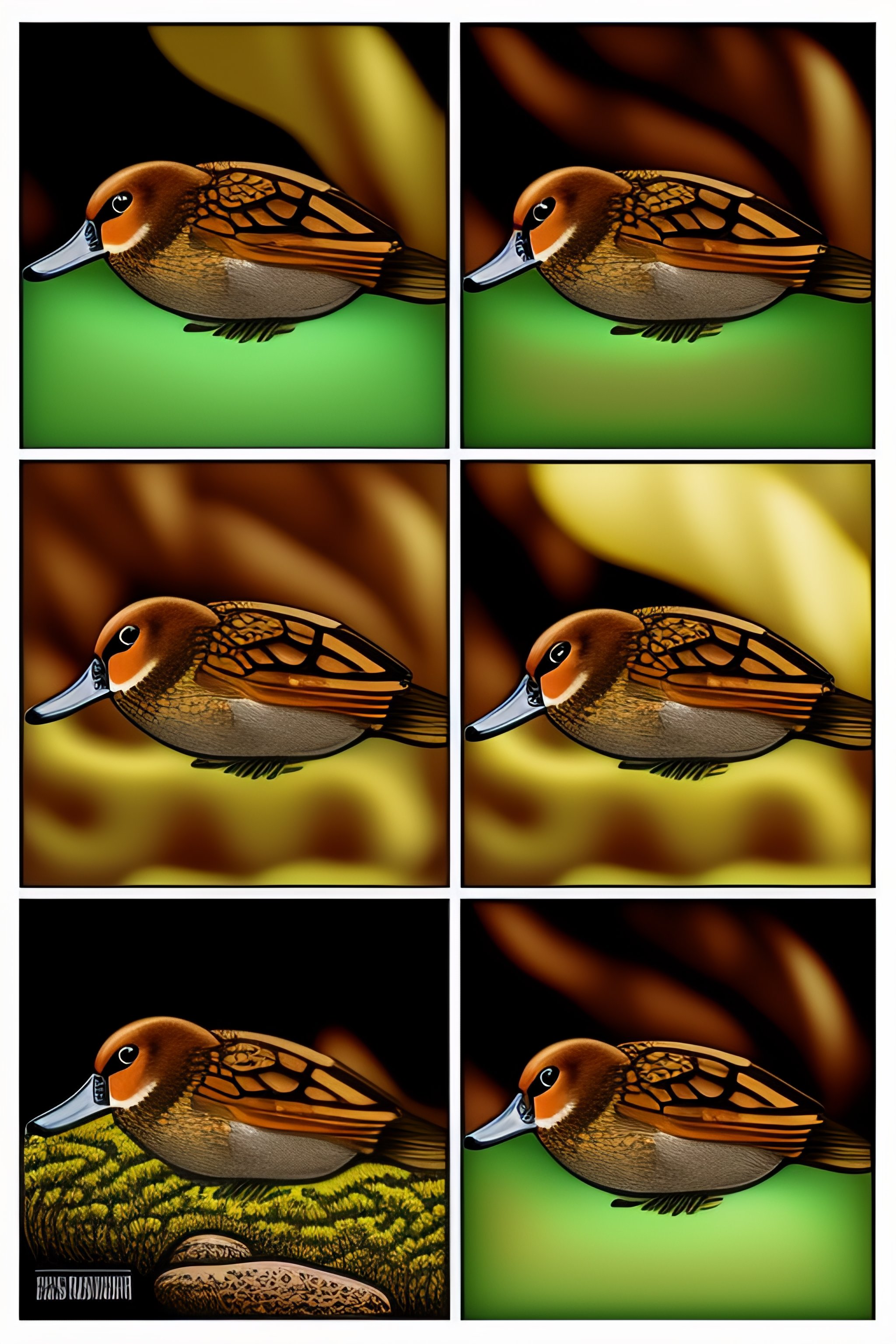 Lexica - Cartoon drawing strip of a brown widgeon