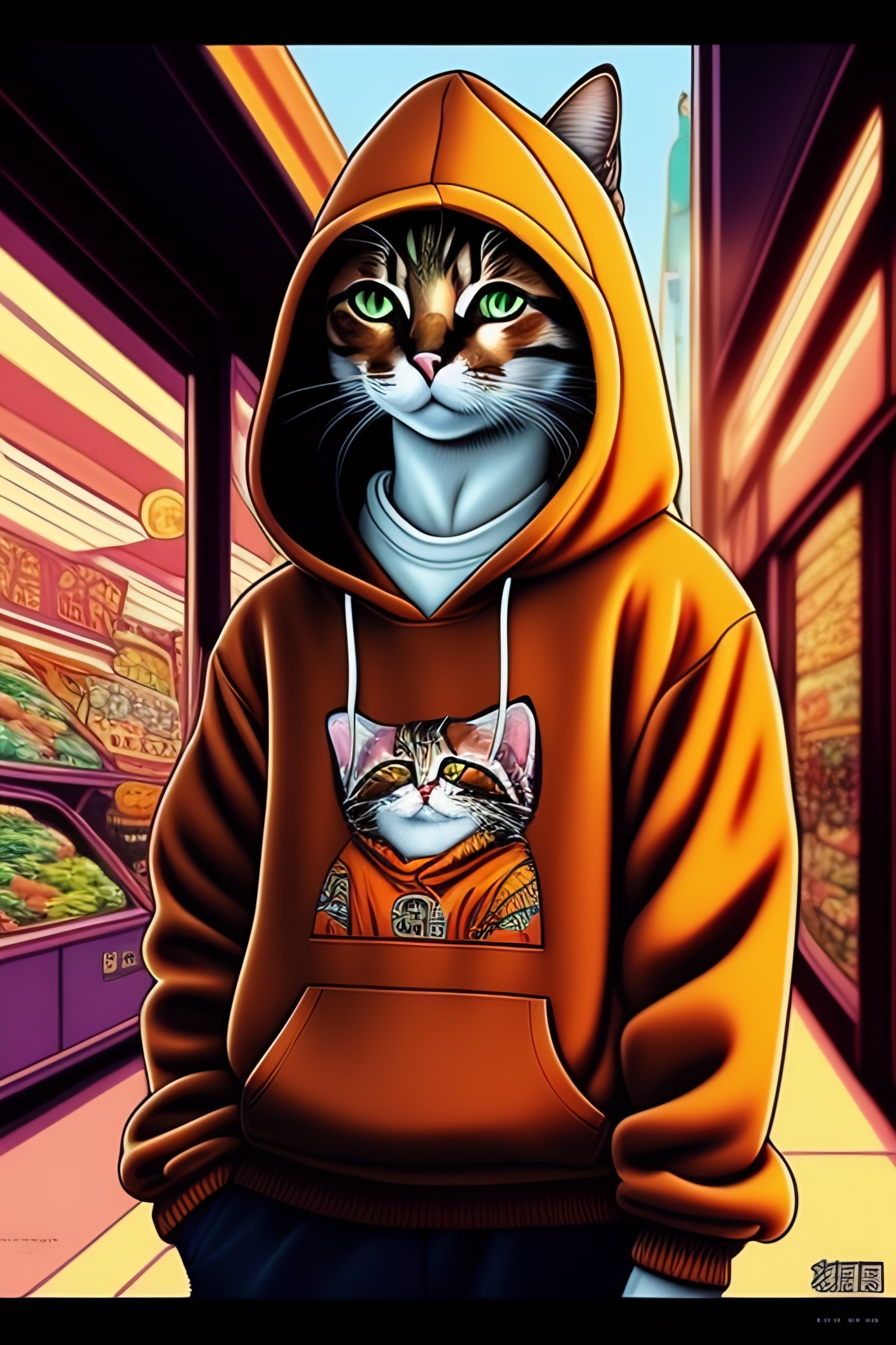 Lexica - Cat in a hoodie ,in the style of 90's vintage anime ...