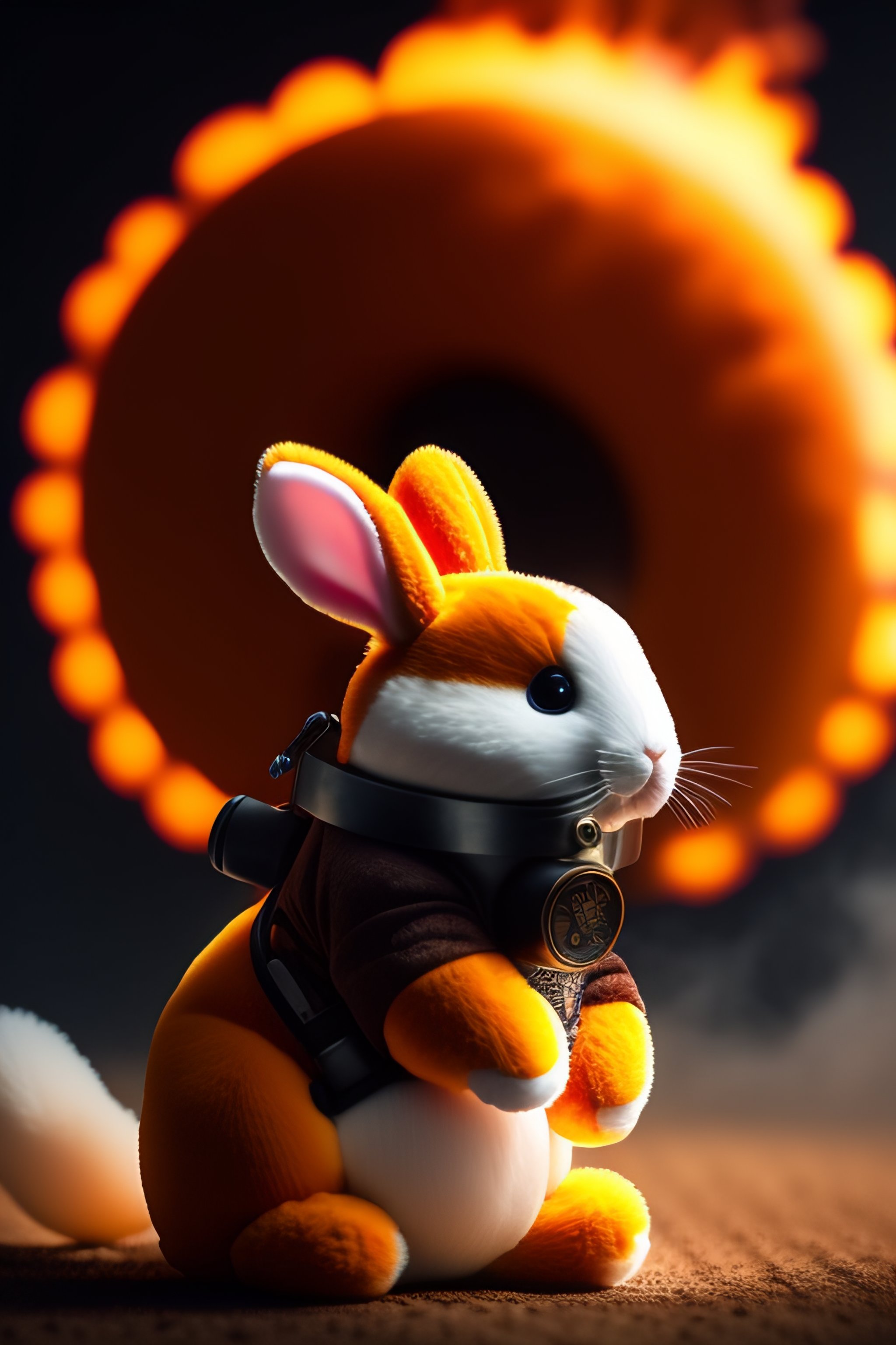 Lexica - Plush rabbit in a gas mask with a machine gun against the ...