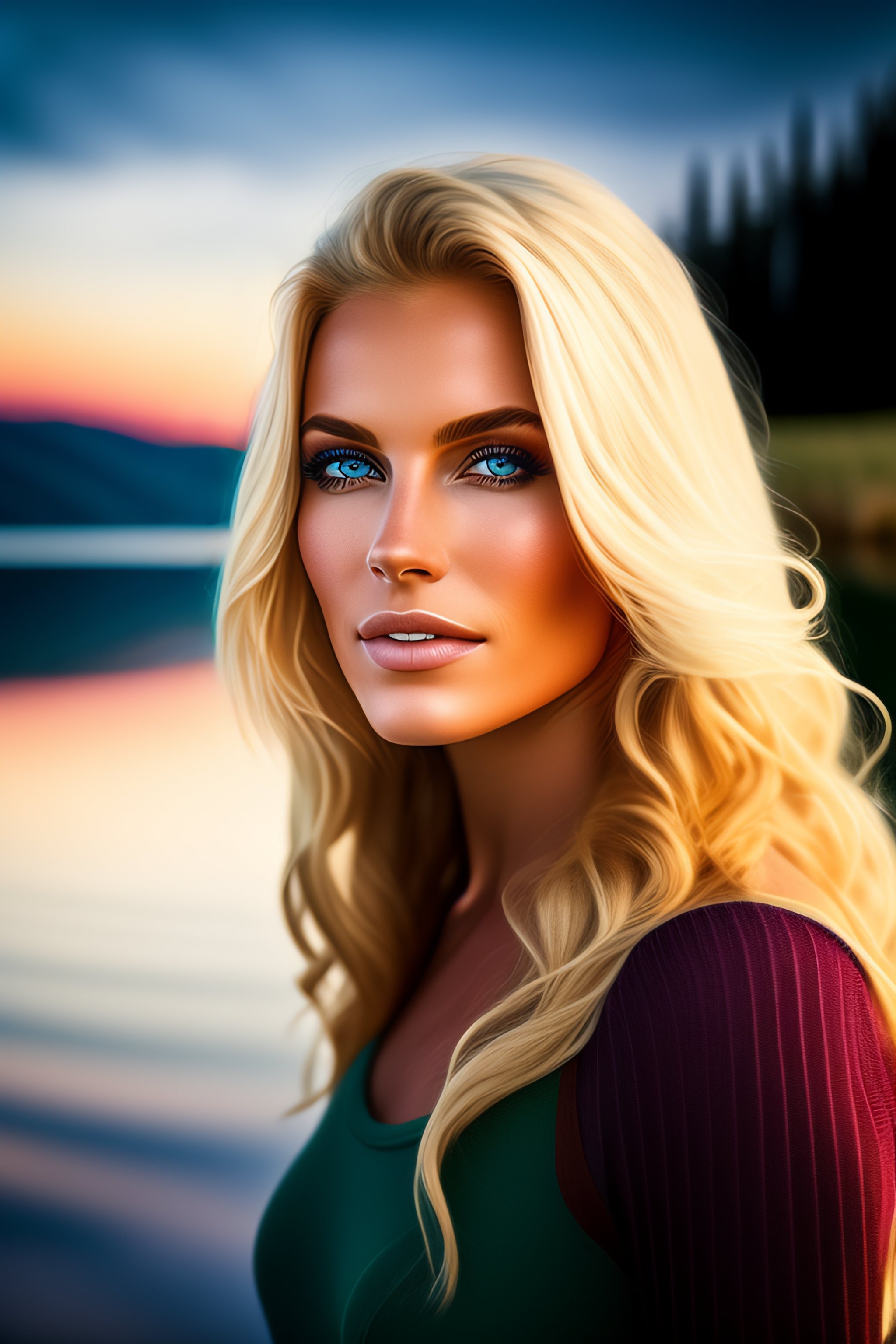 Lexica Realistic Portrait Of Beautiful Blonde At The Lake 4307