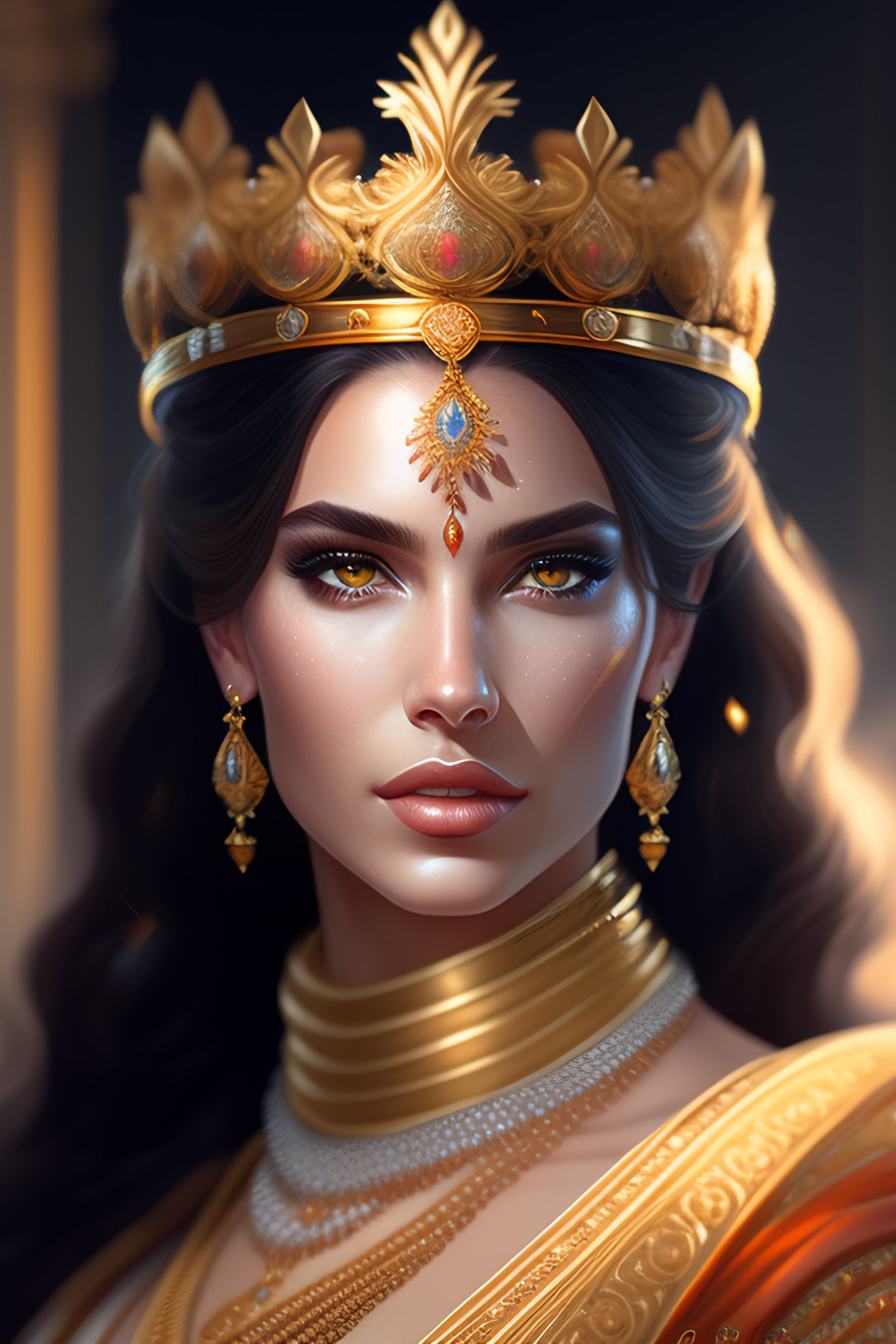 Lexica - Highly detailed portrait of an elegant goddess, ornate crown ...