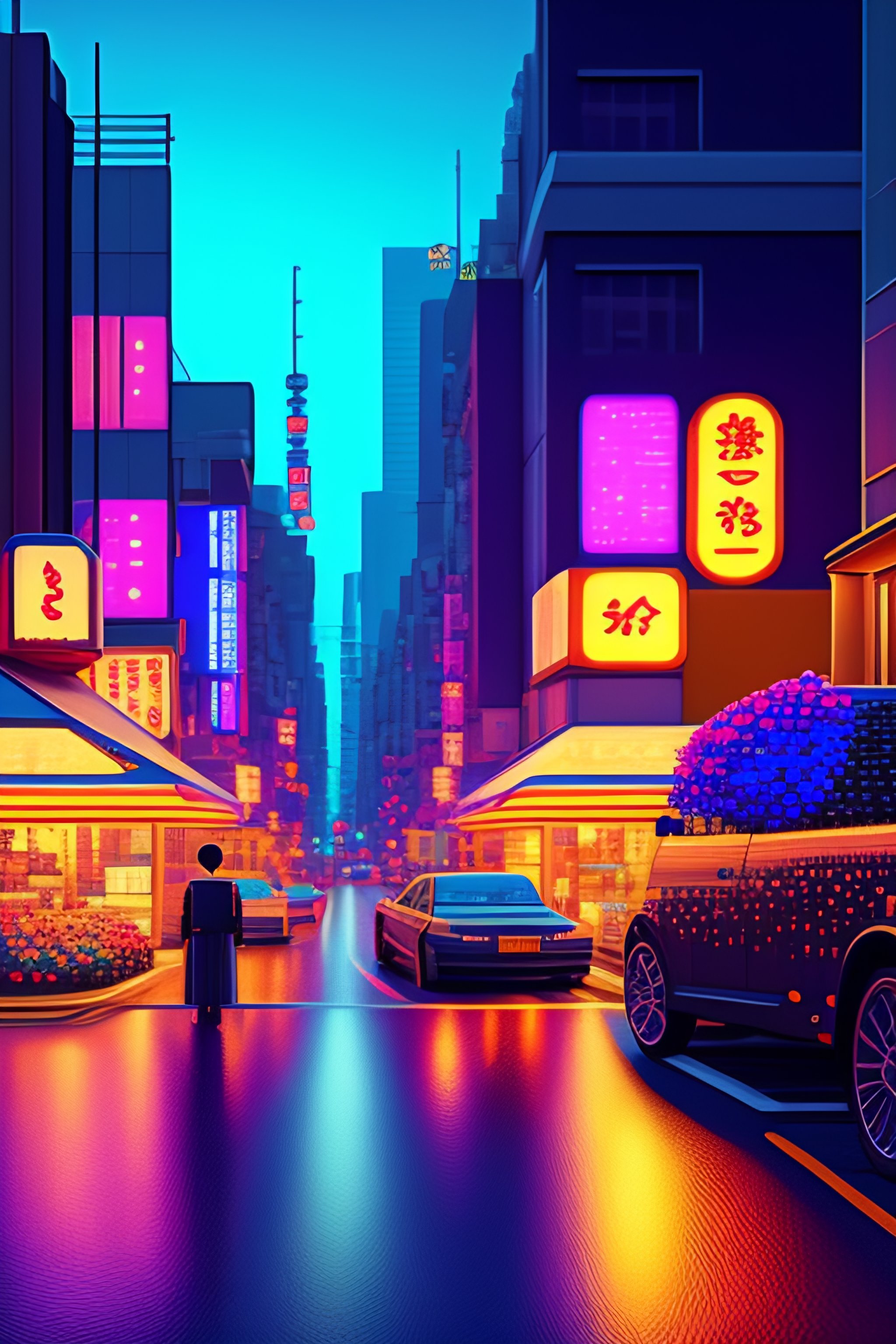 Lexica Detailed pixel art scene of tokyo street at night. city at