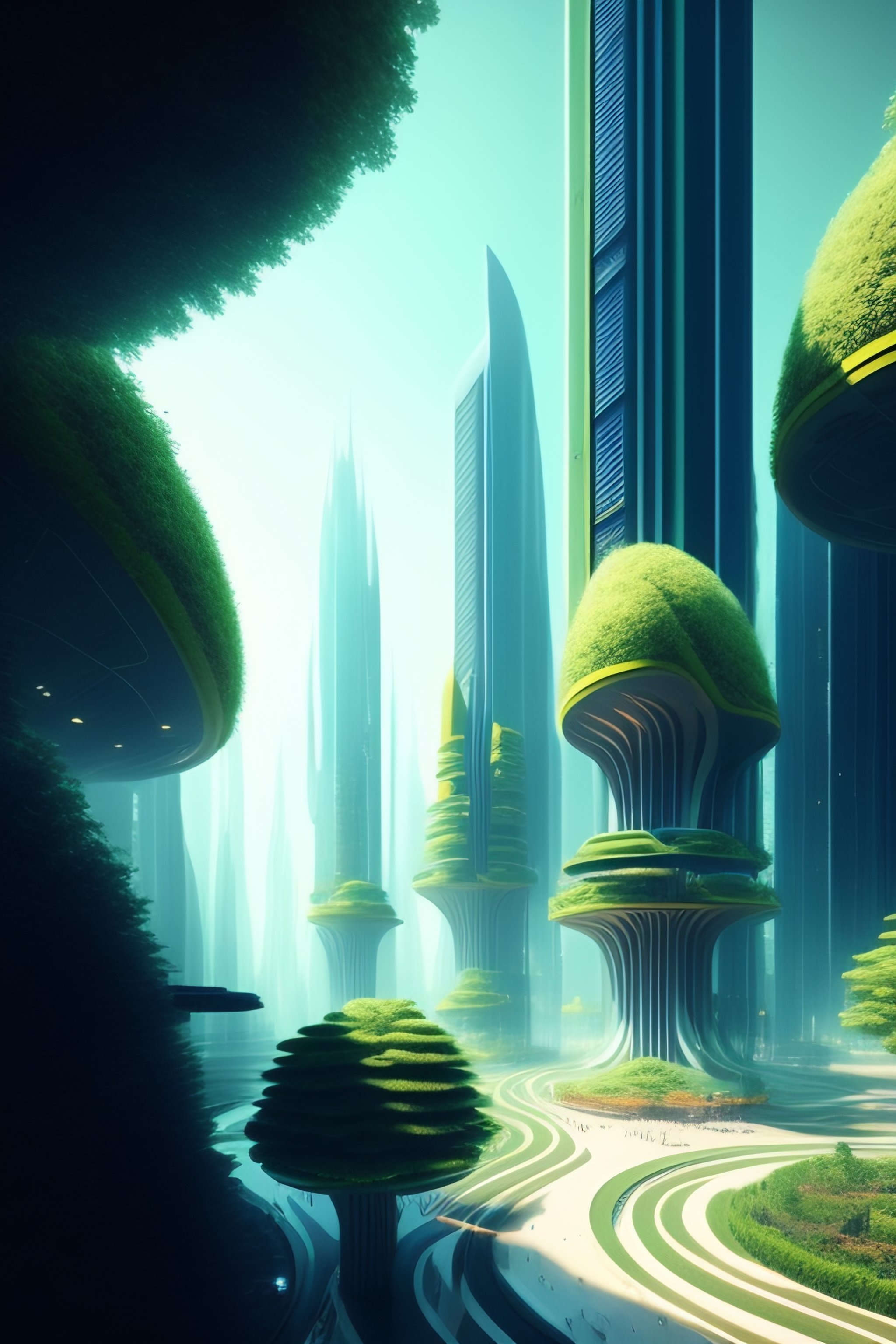 Lexica - Futuristic city trees