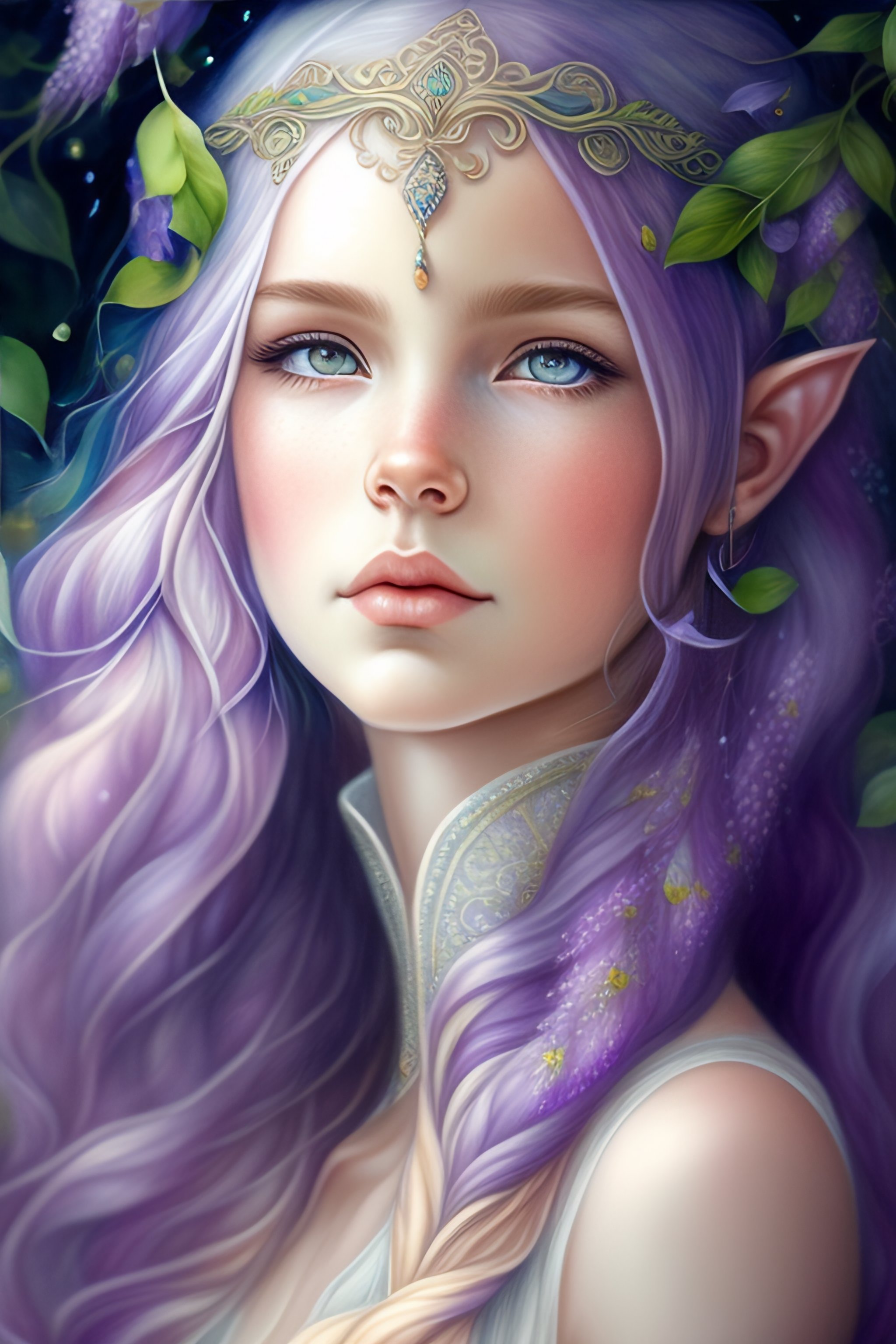 Lexica - Pencil drawing 2ears toddle elf wisteria fairy, water color ...