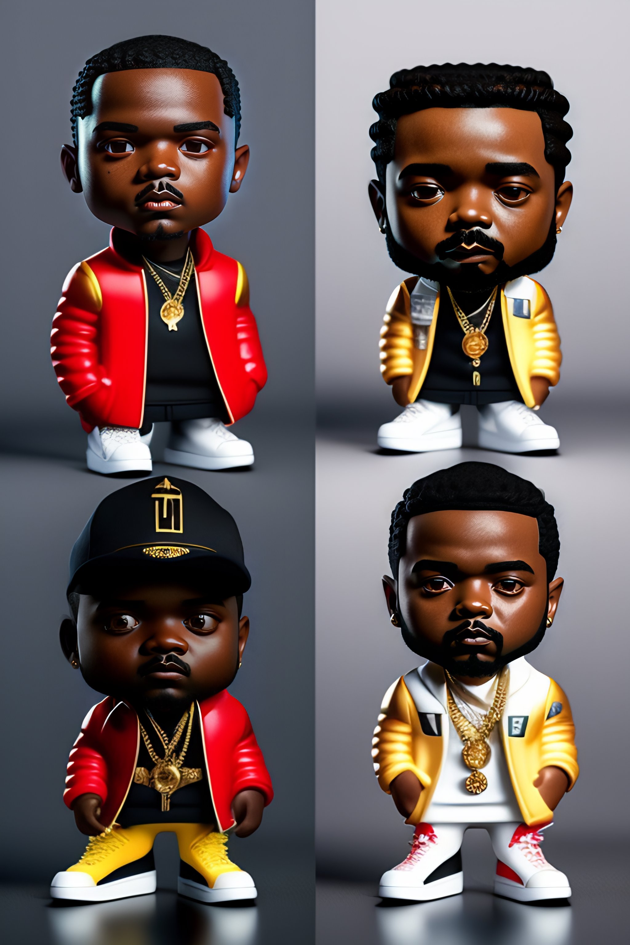 Lexica - Full body 3d render of funko pop rap artists, rapper