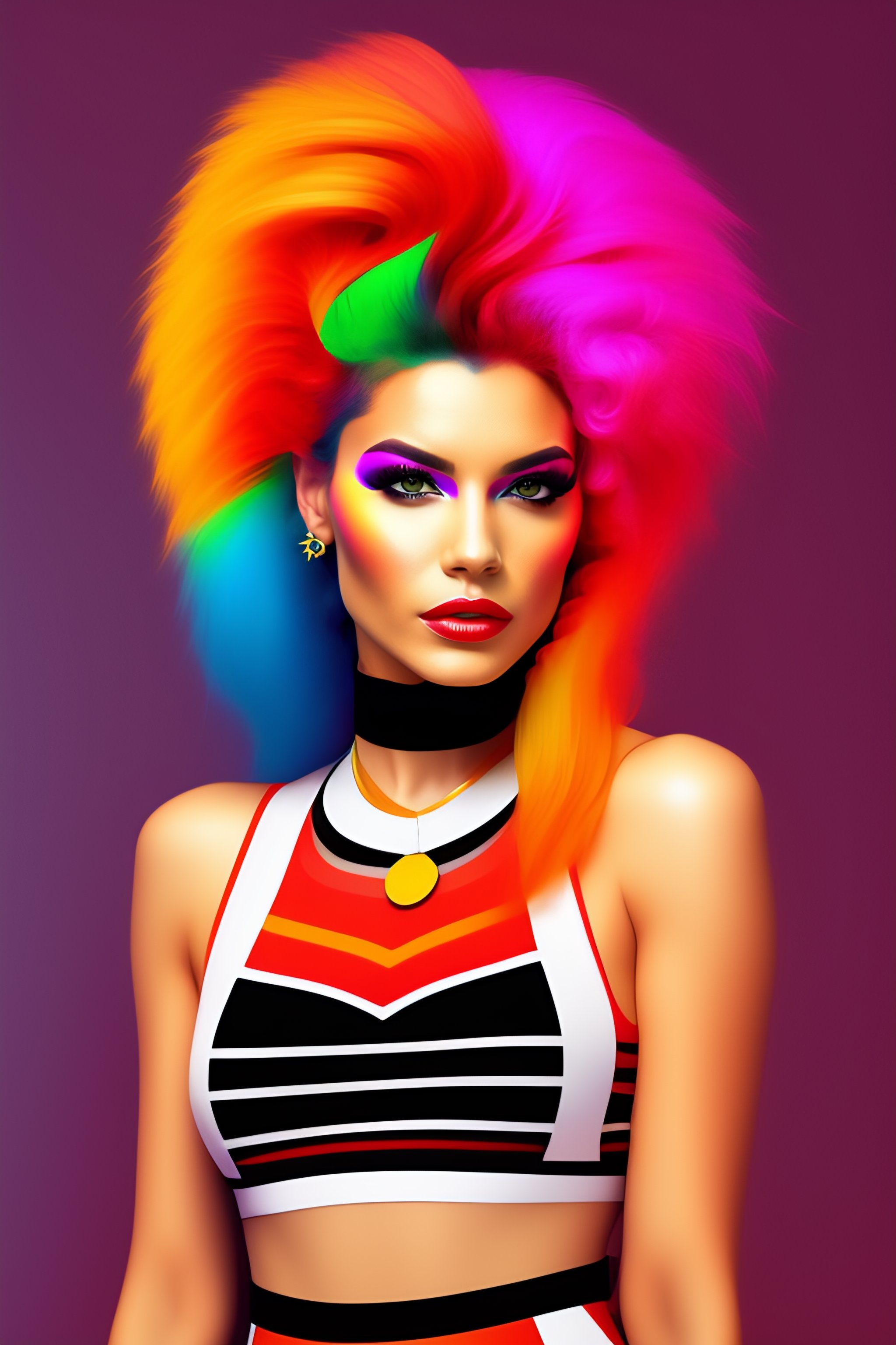Lexica - Flat design, Portrait of a punk girl from abstract lines