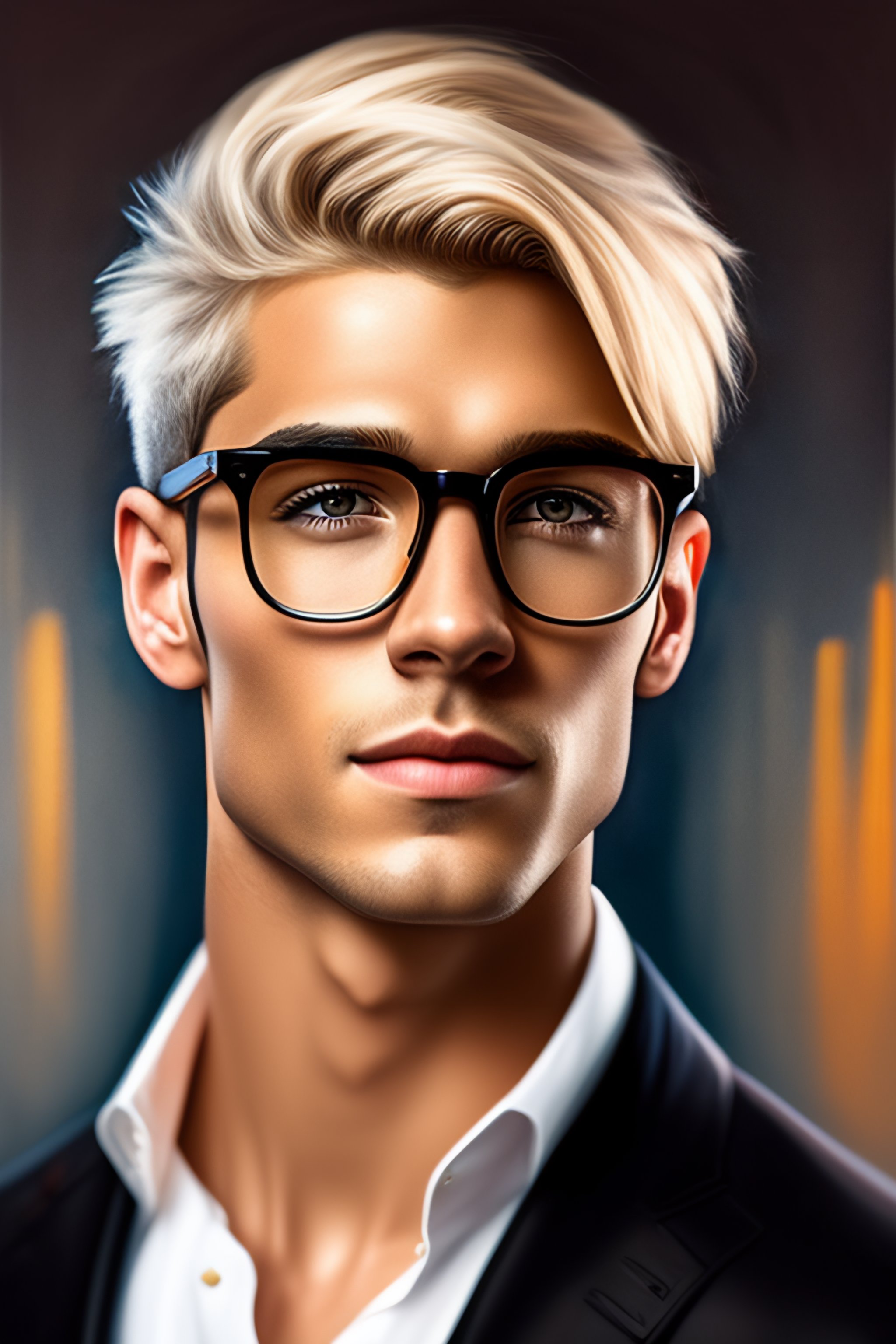 Lexica Portrait Of A Blonde Male Short Hair Samuray With Glasses Art Station