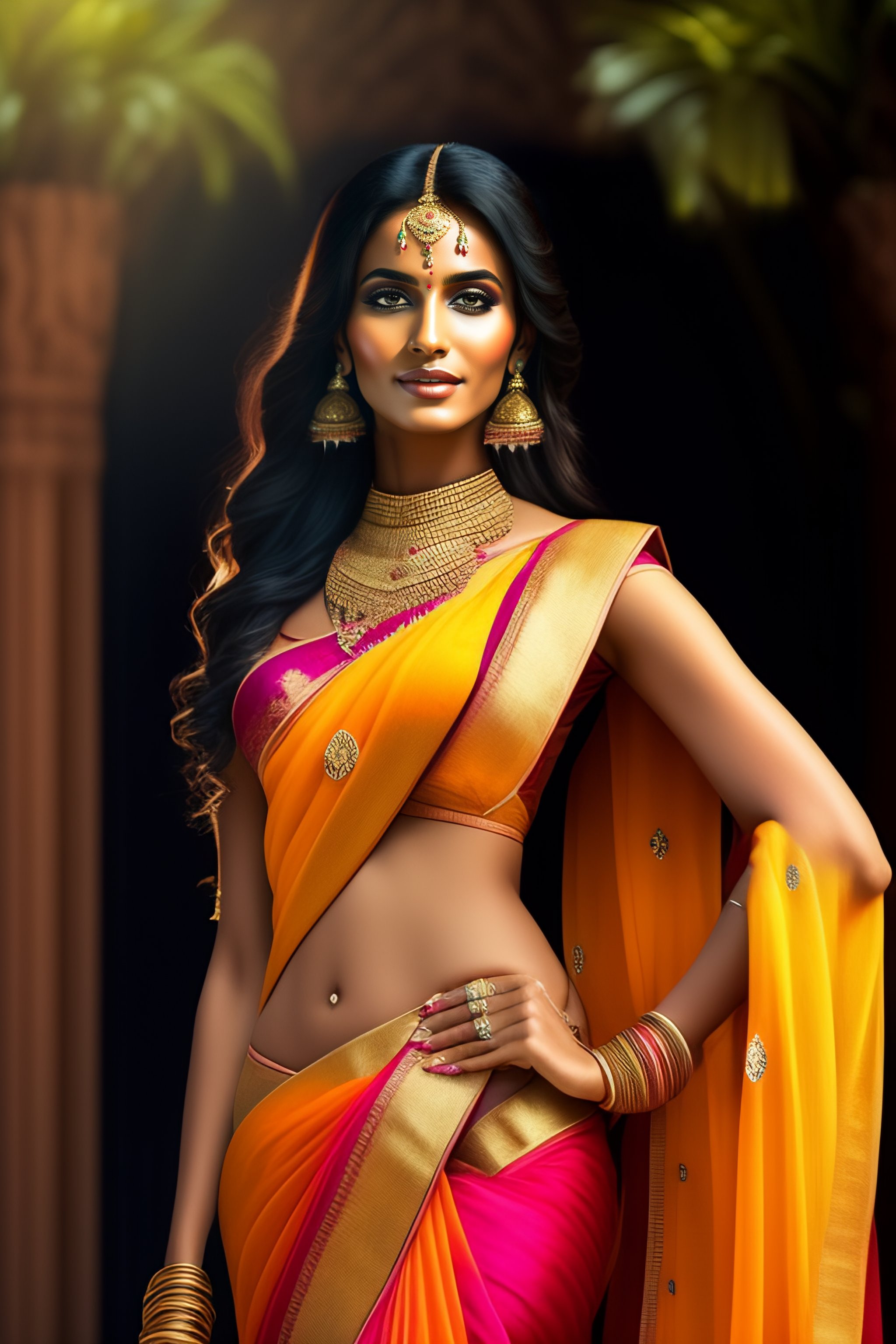 Lexica - Fully body, young woman, long legs, beautiful indian princess ...