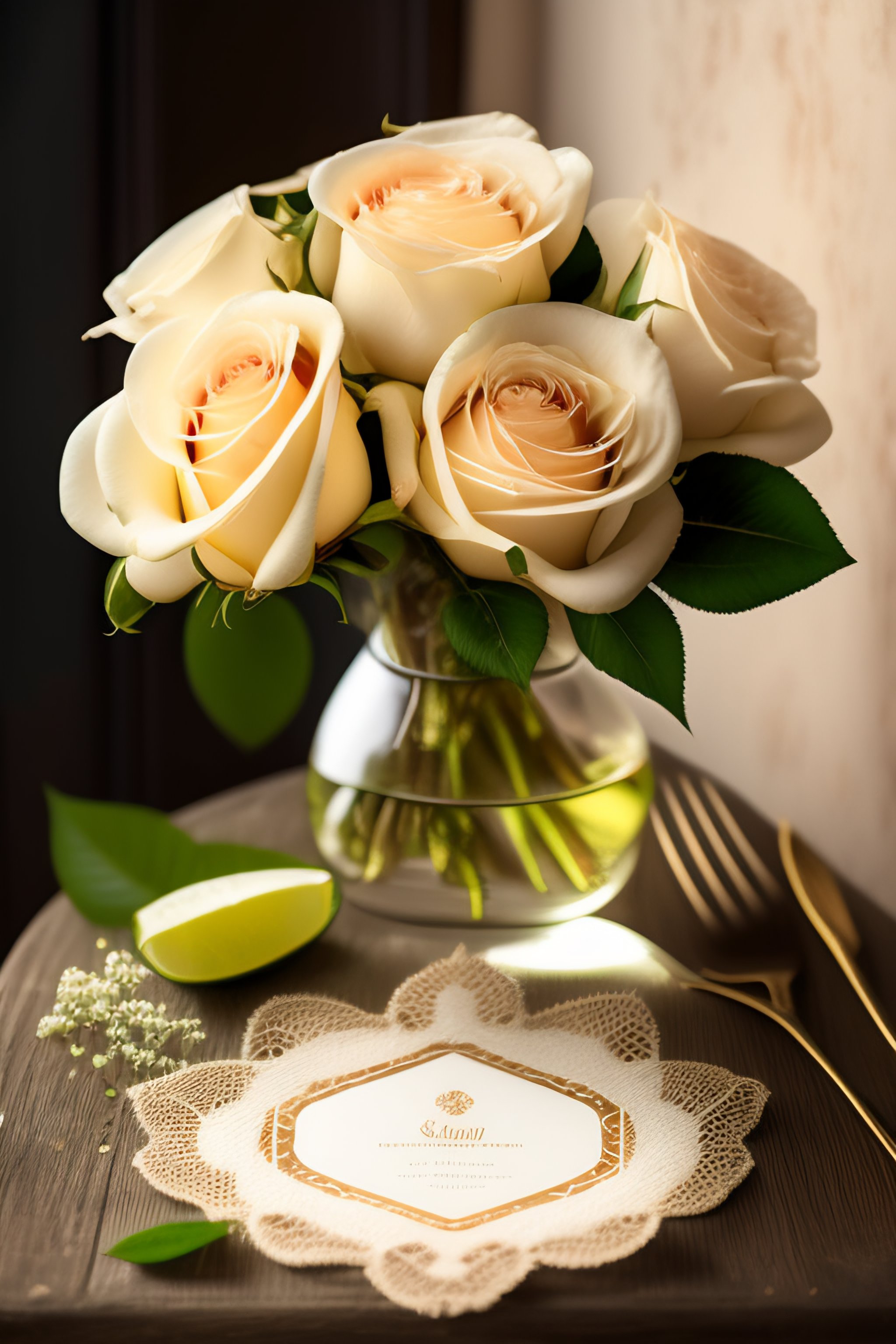 Lexica - High quality A4 old parchment paper, white roses and leaves in ...