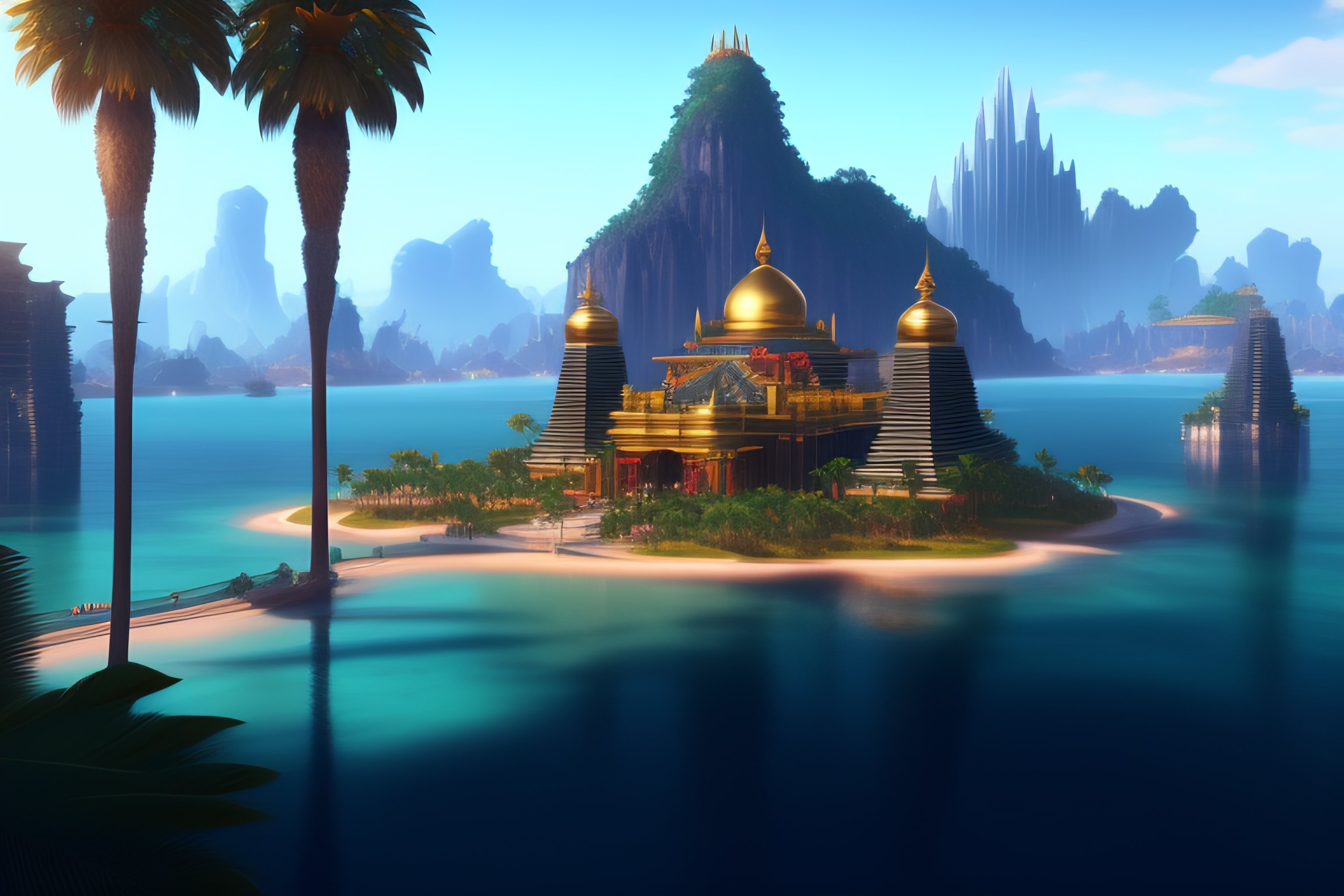 Lexica - Most beautiful and gigantic multiple palace city of the gods ...