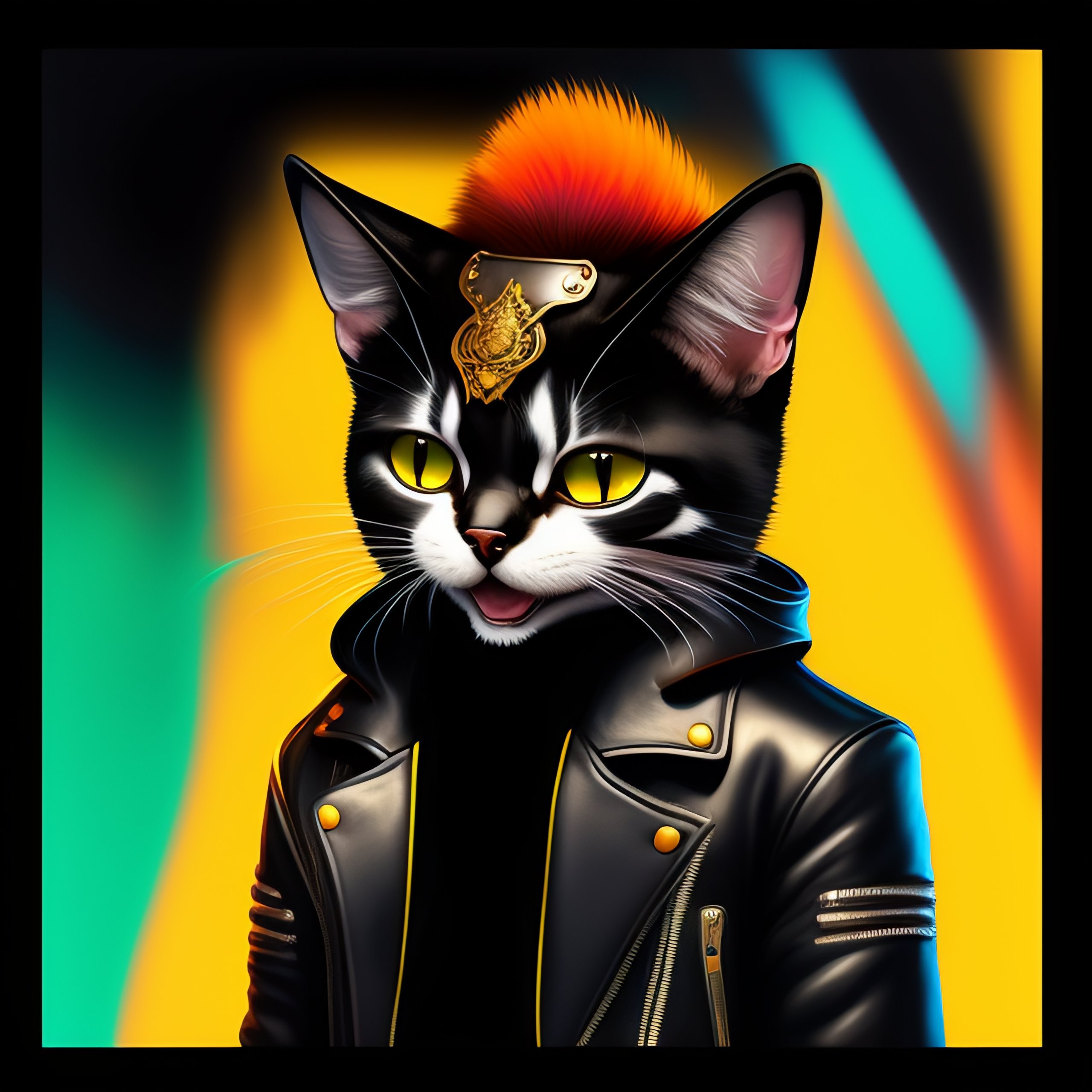 lexica-digital-painting-of-a-punk-cat-wearing-a-black-leather-jacket