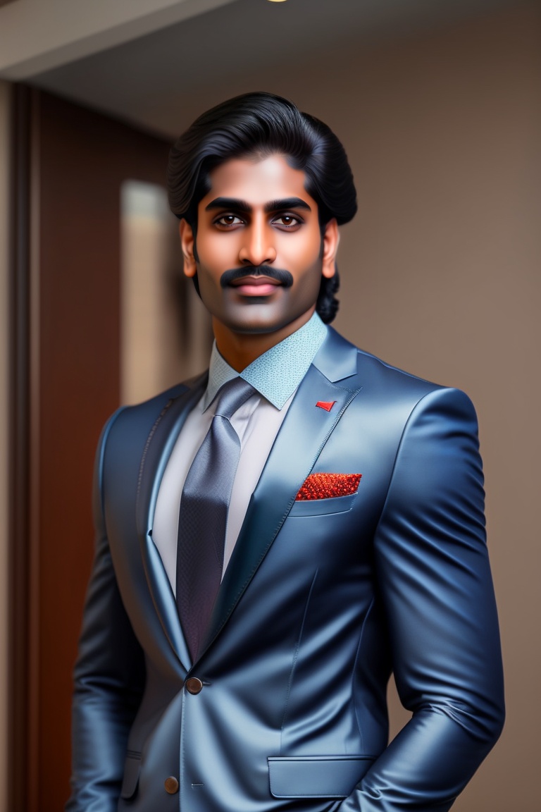 Lexica Koushik Kothagal wearing suit and tie, 6 feet tall, real life