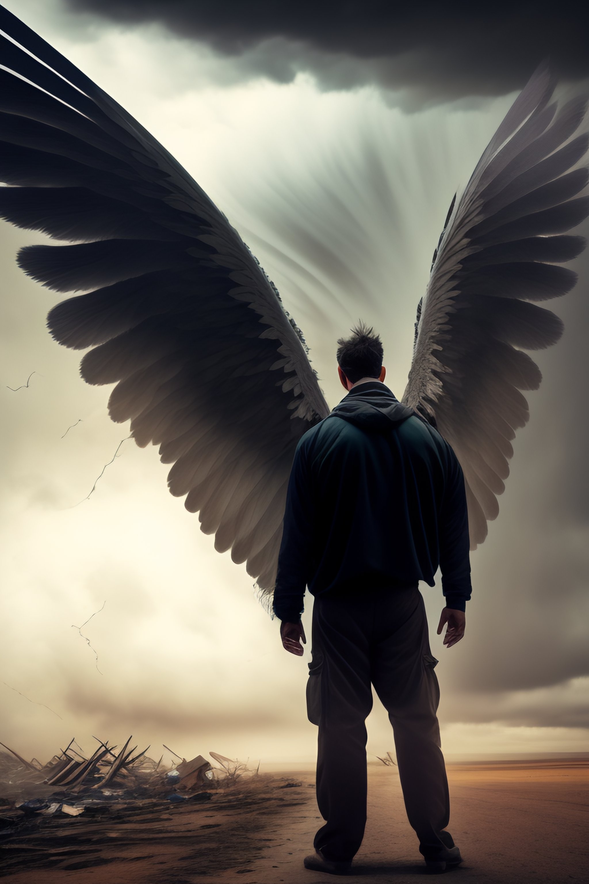 Lexica - An angel looking as though he is about to move away from ...