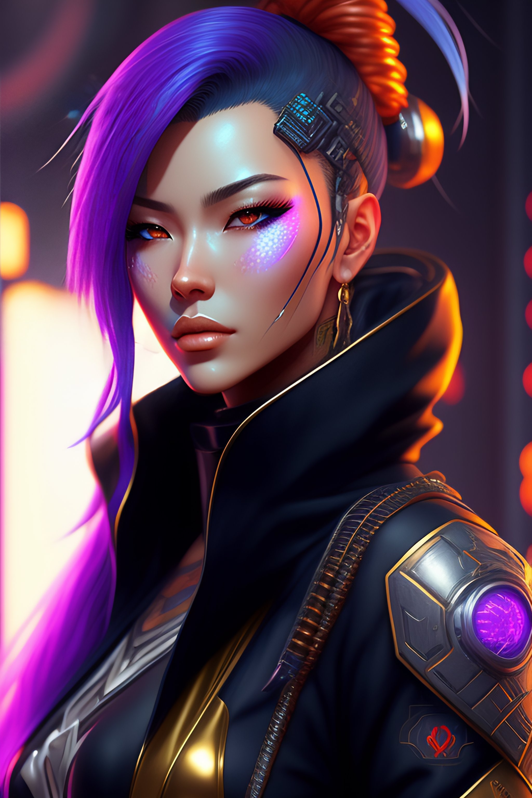 Lexica - Right facing, Portrait of a cyberpunk cyborg ninja, third ...