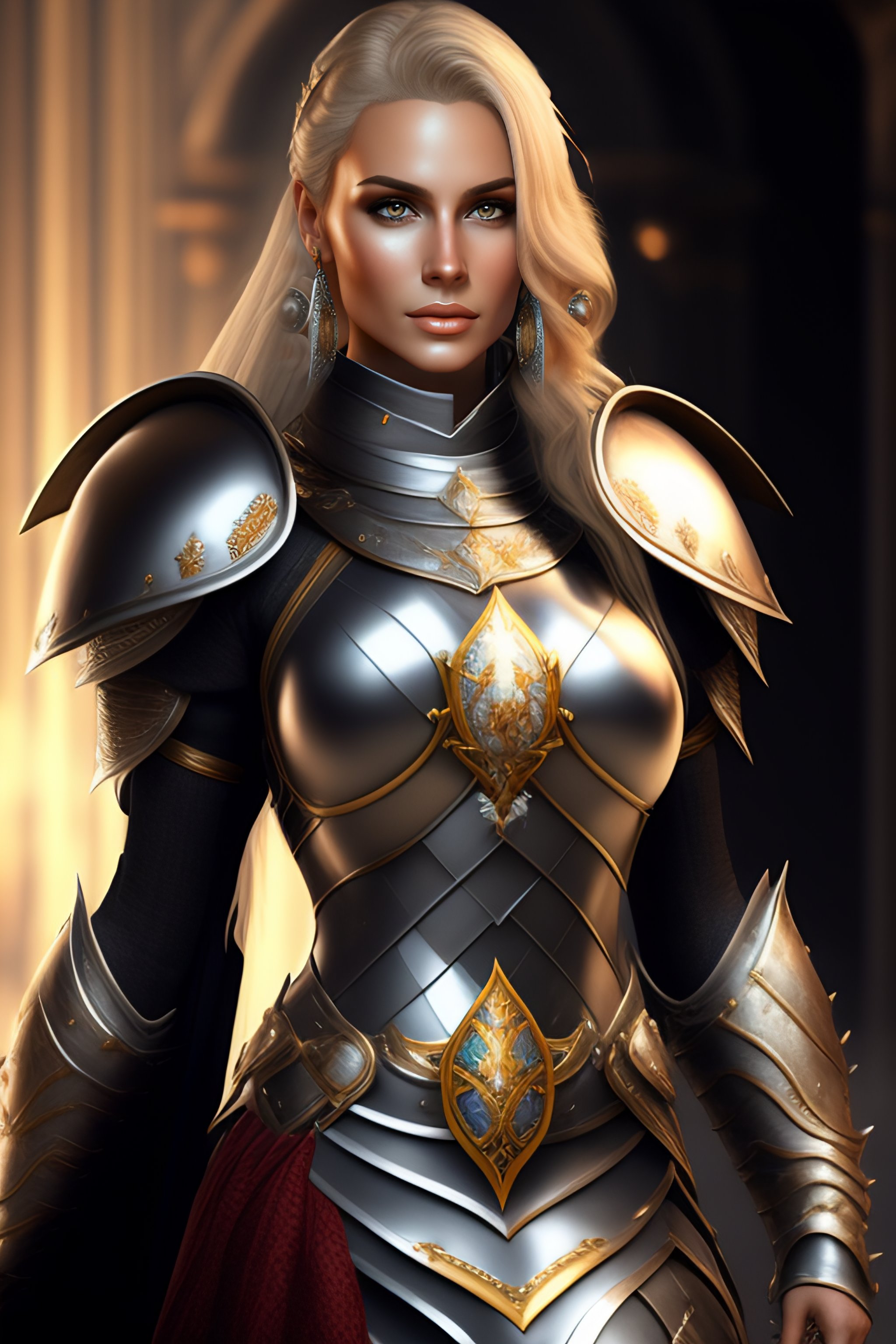 Lexica - Portrait of a female knight, cute, metal bikini, really nice ...