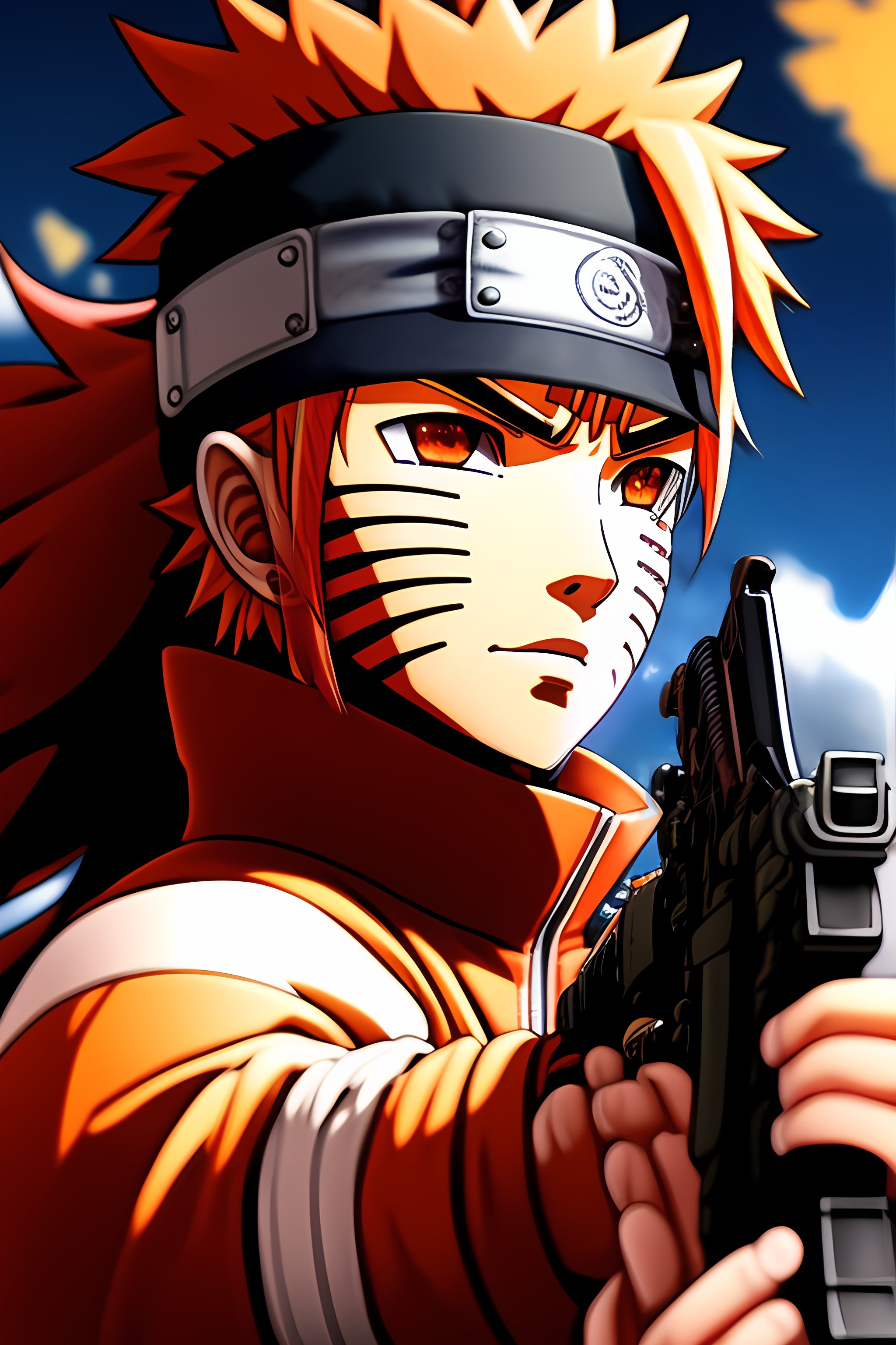 Lexica Naruto holding a gun manga style