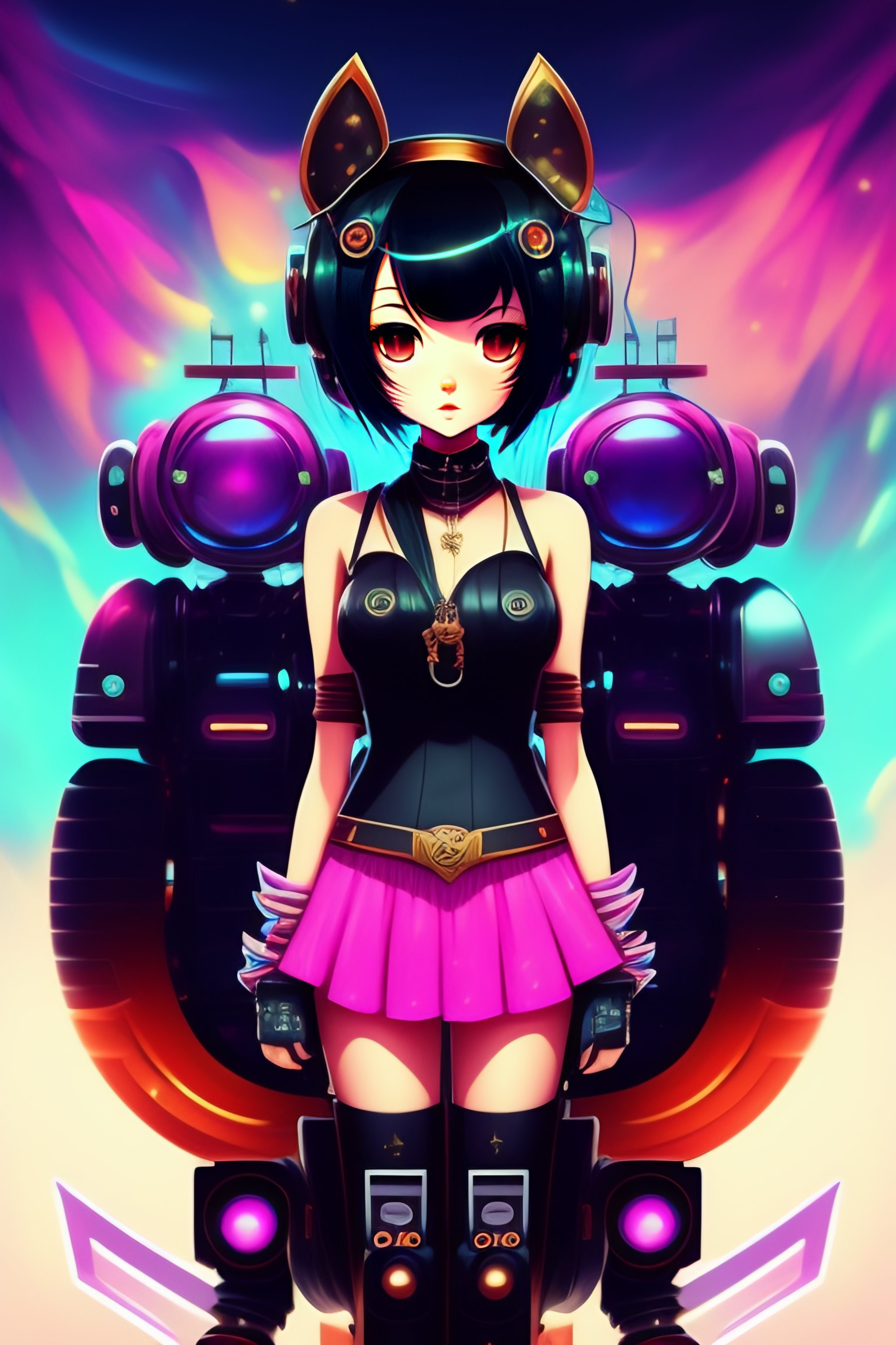 prompthunt: anime style hot dark occult cyberpunk cute girl, dark