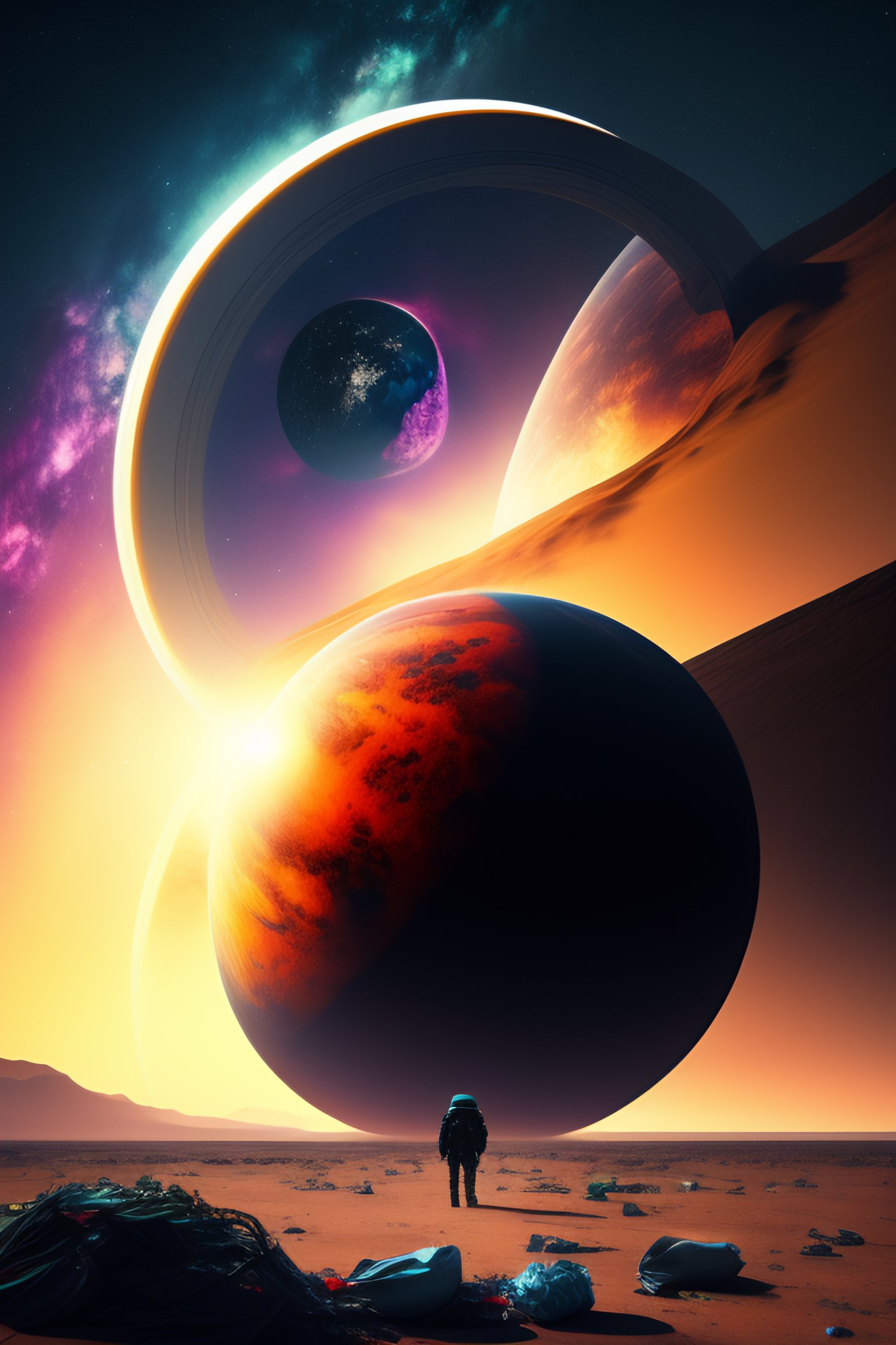 Lexica - A planet with a ring of trash surrounded by trash