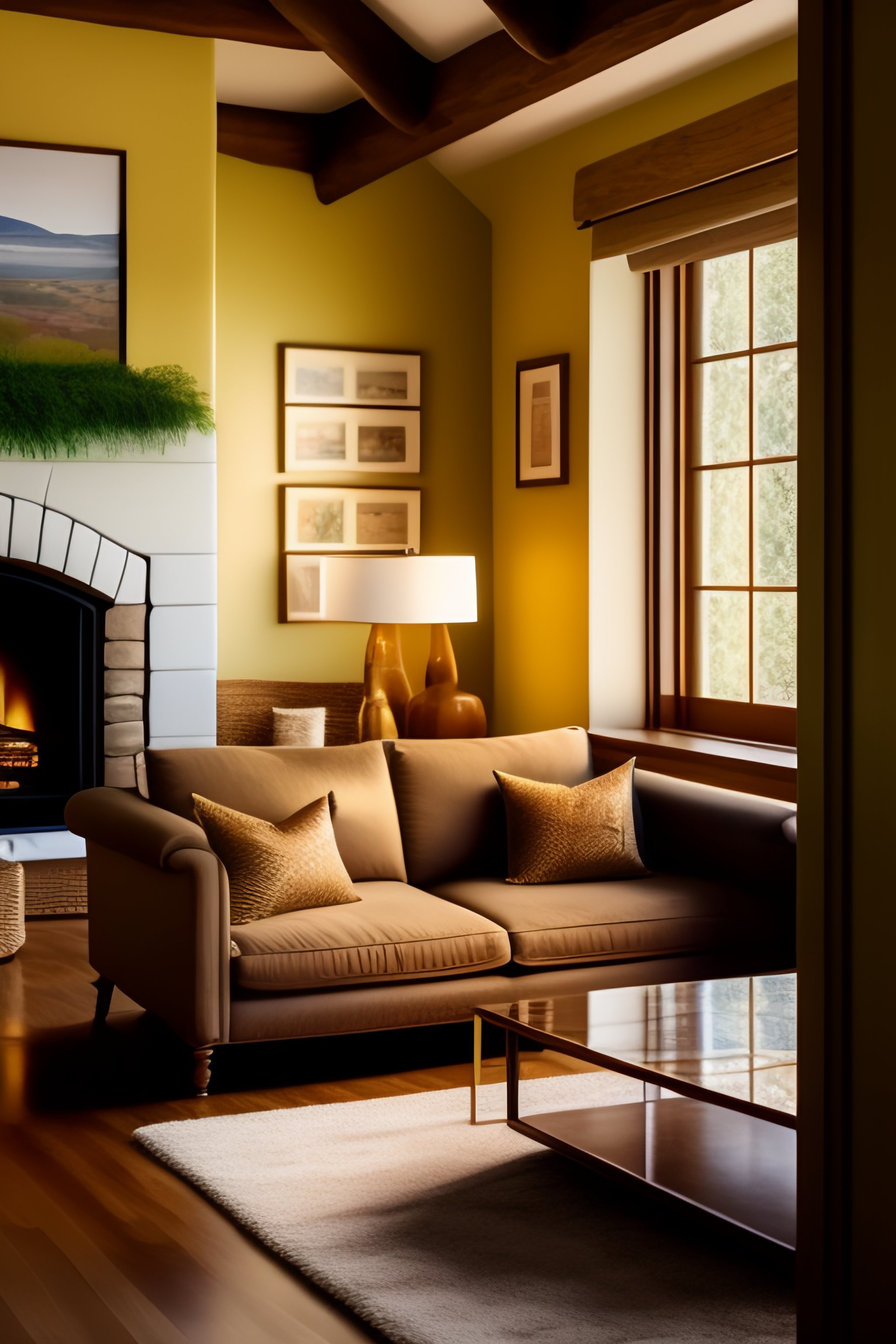 Lexica The image is of a cozy living room, the soft throw pillows and