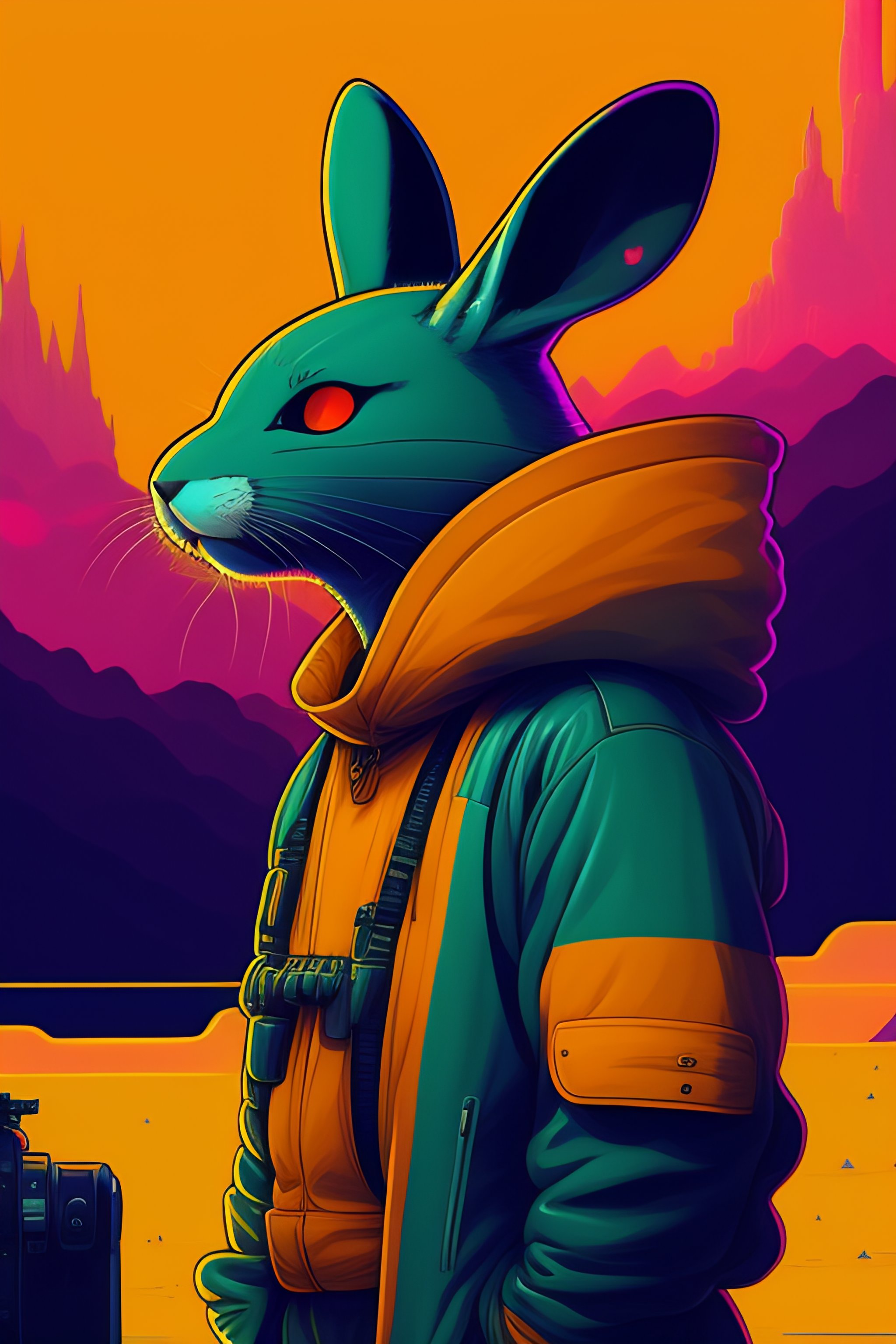 Lexica - Photo of a rabit monster in the space, style of laurie ...
