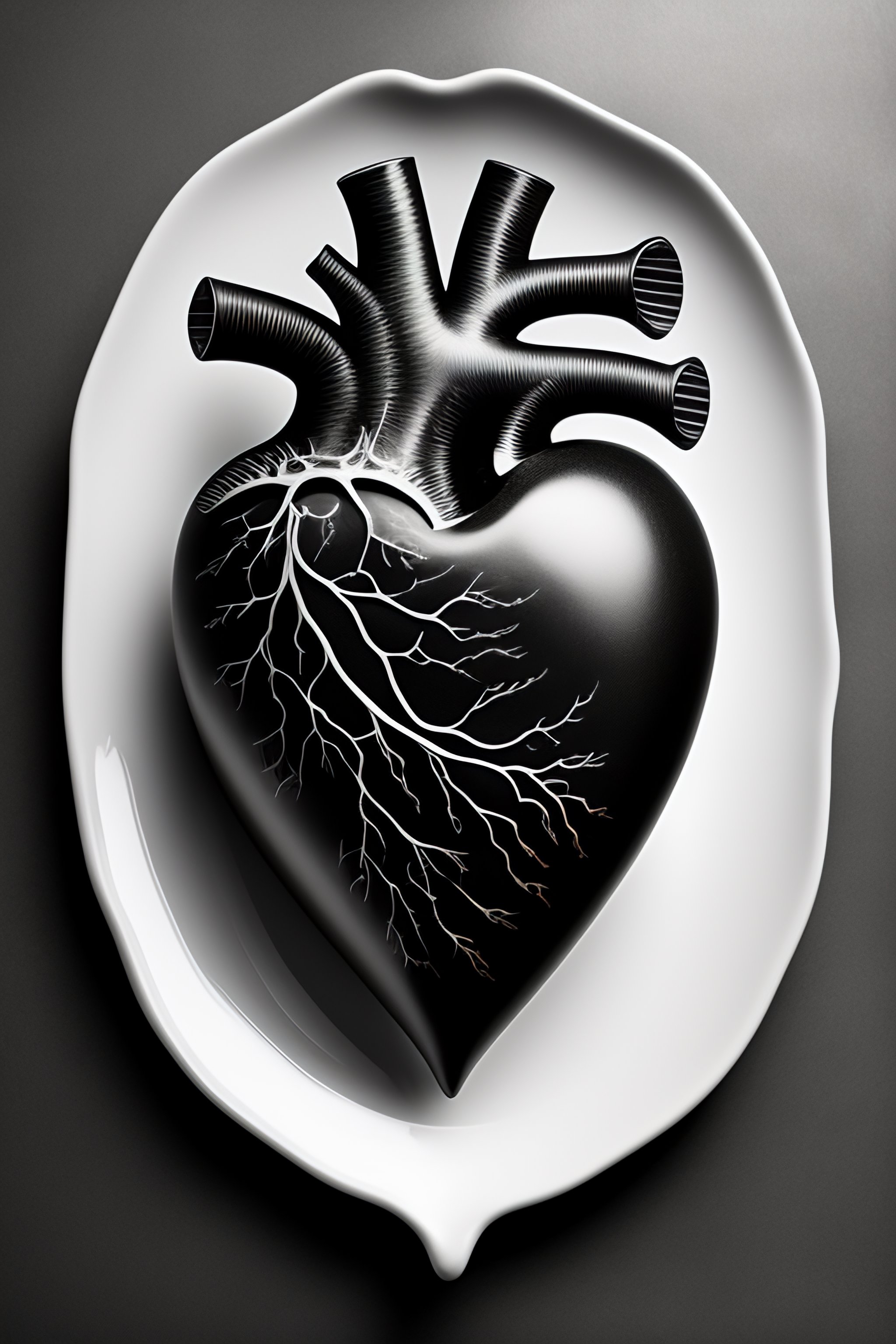 Lexica An Anatomical Heart On A Plate Black And White