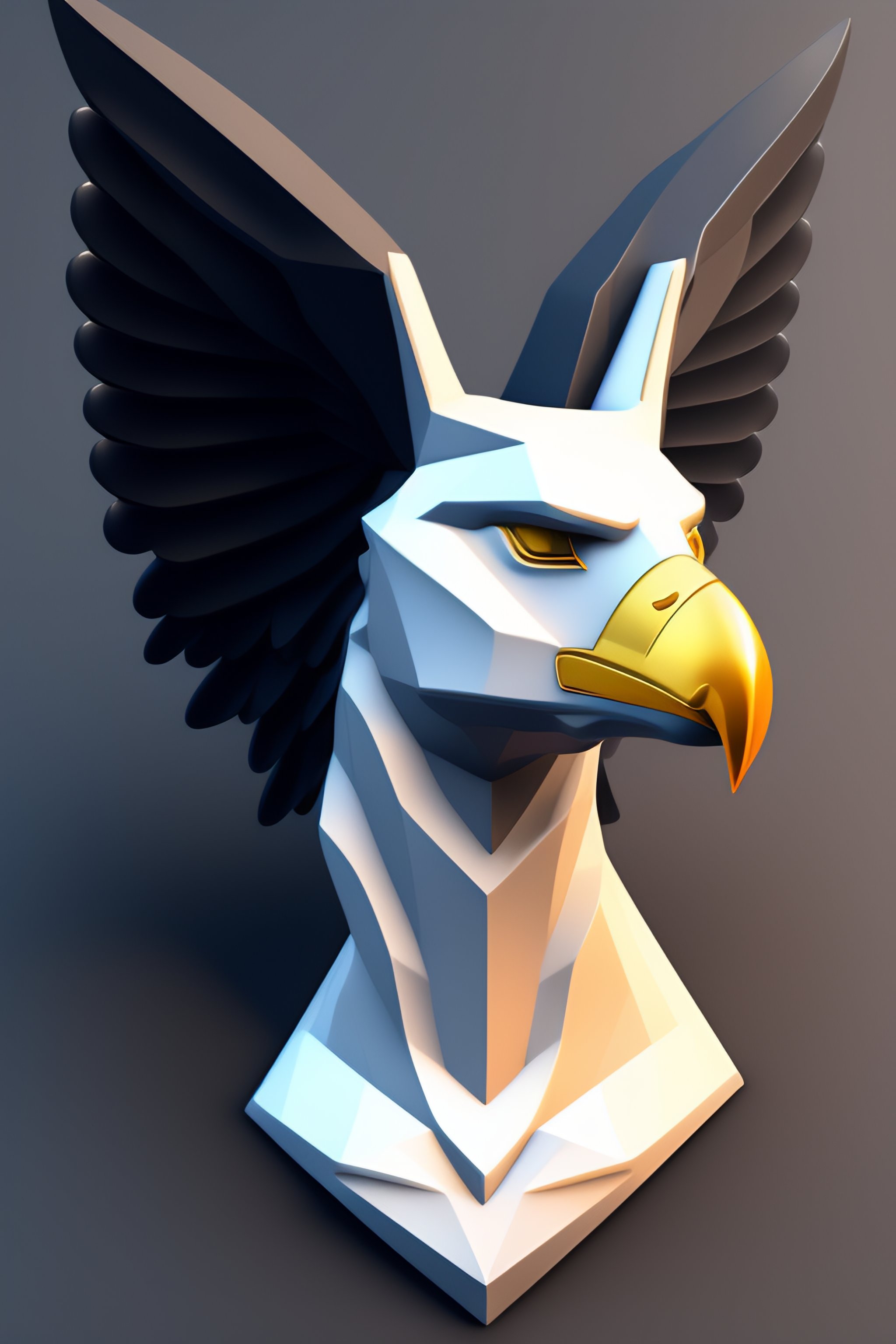 Lexica - 2 dimensional, vector, low poly, white eagle icon, black ...