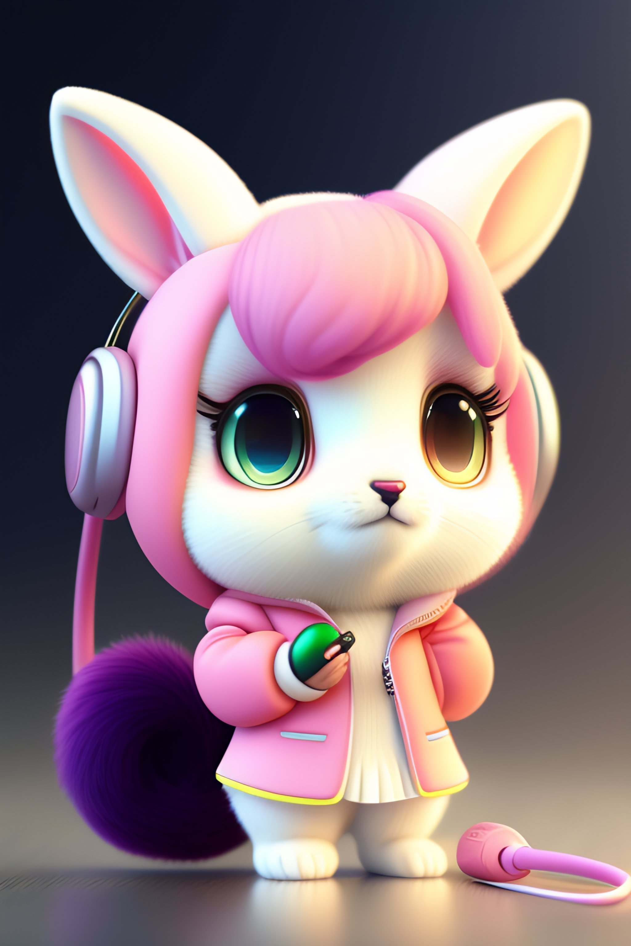 Lexica - Cute and adorable cartoon female rabbit in headphones an anime ...