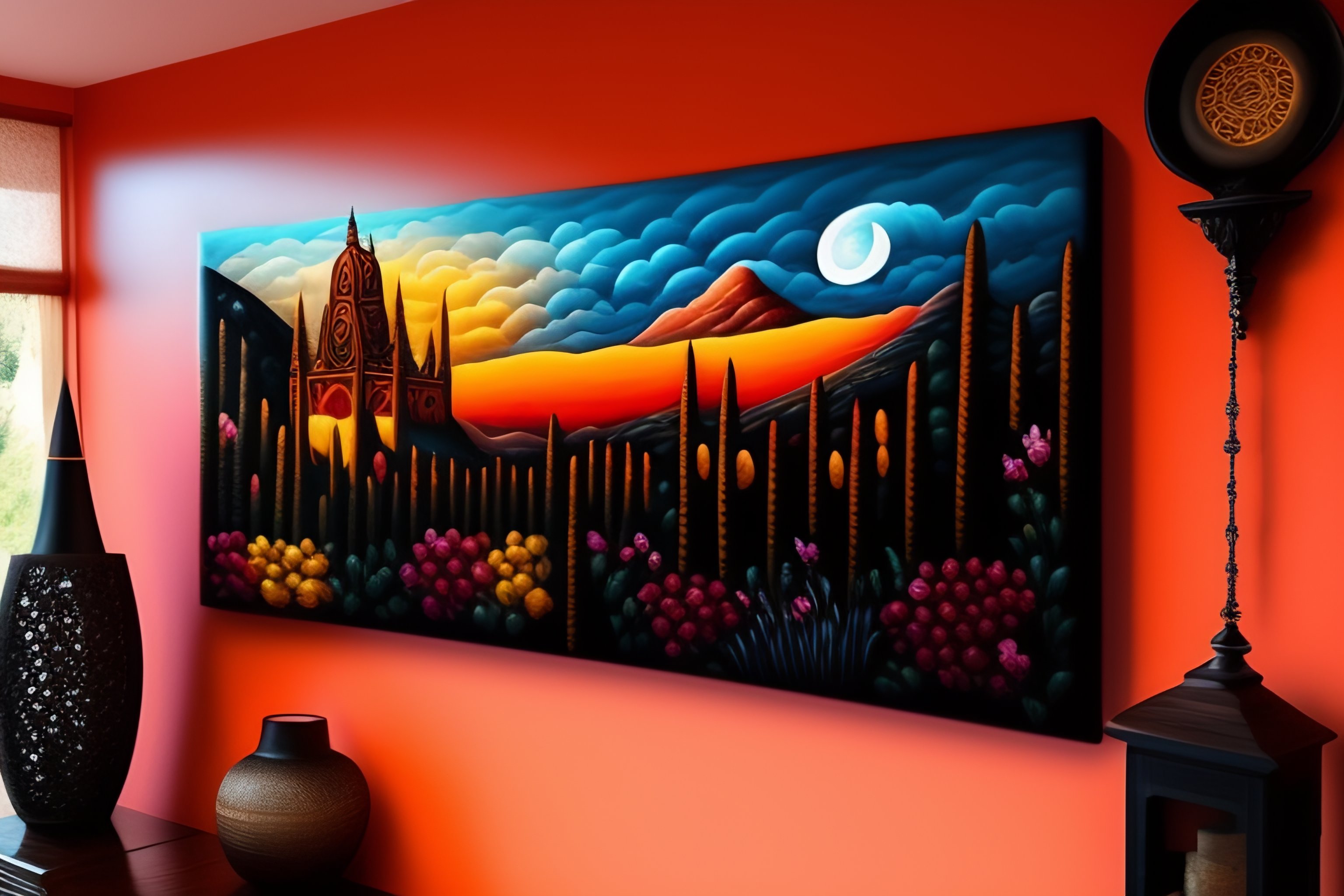 Lexica Gothic Mexican wall art, handpainted