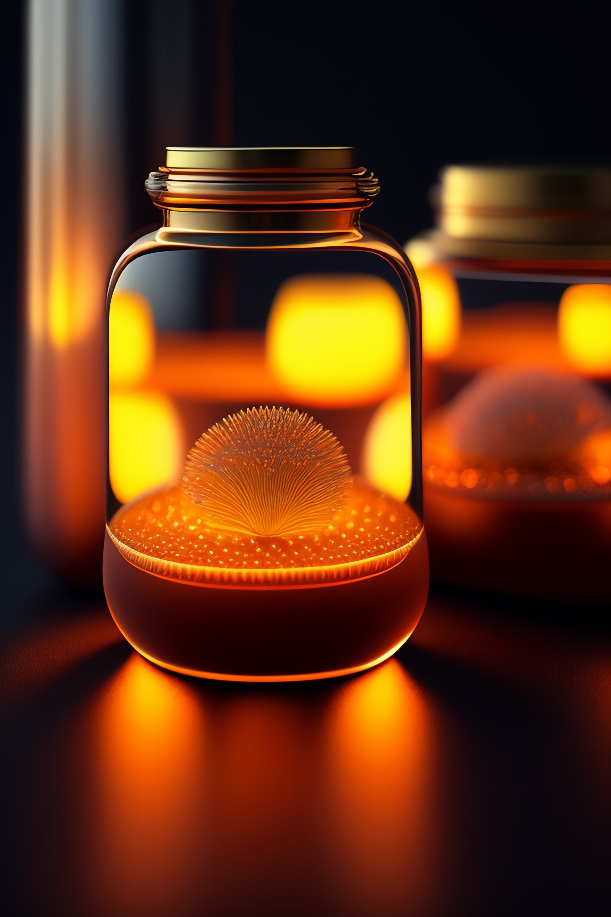 Lexica - Collection of tiny creatures in jars, warm tones ...